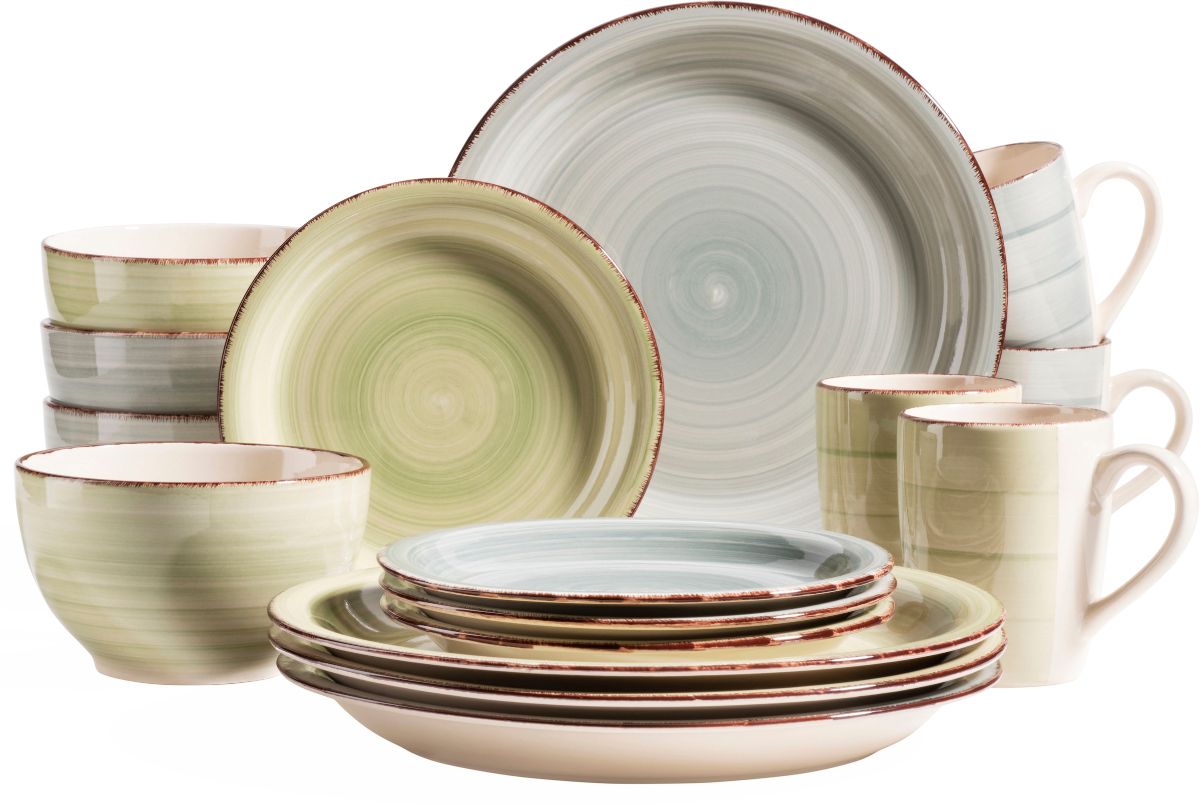 MÄSER Kombiservice "Lumaca" Holzoptik, handbemalter Pinselstrich, jedes Tei günstig online kaufen