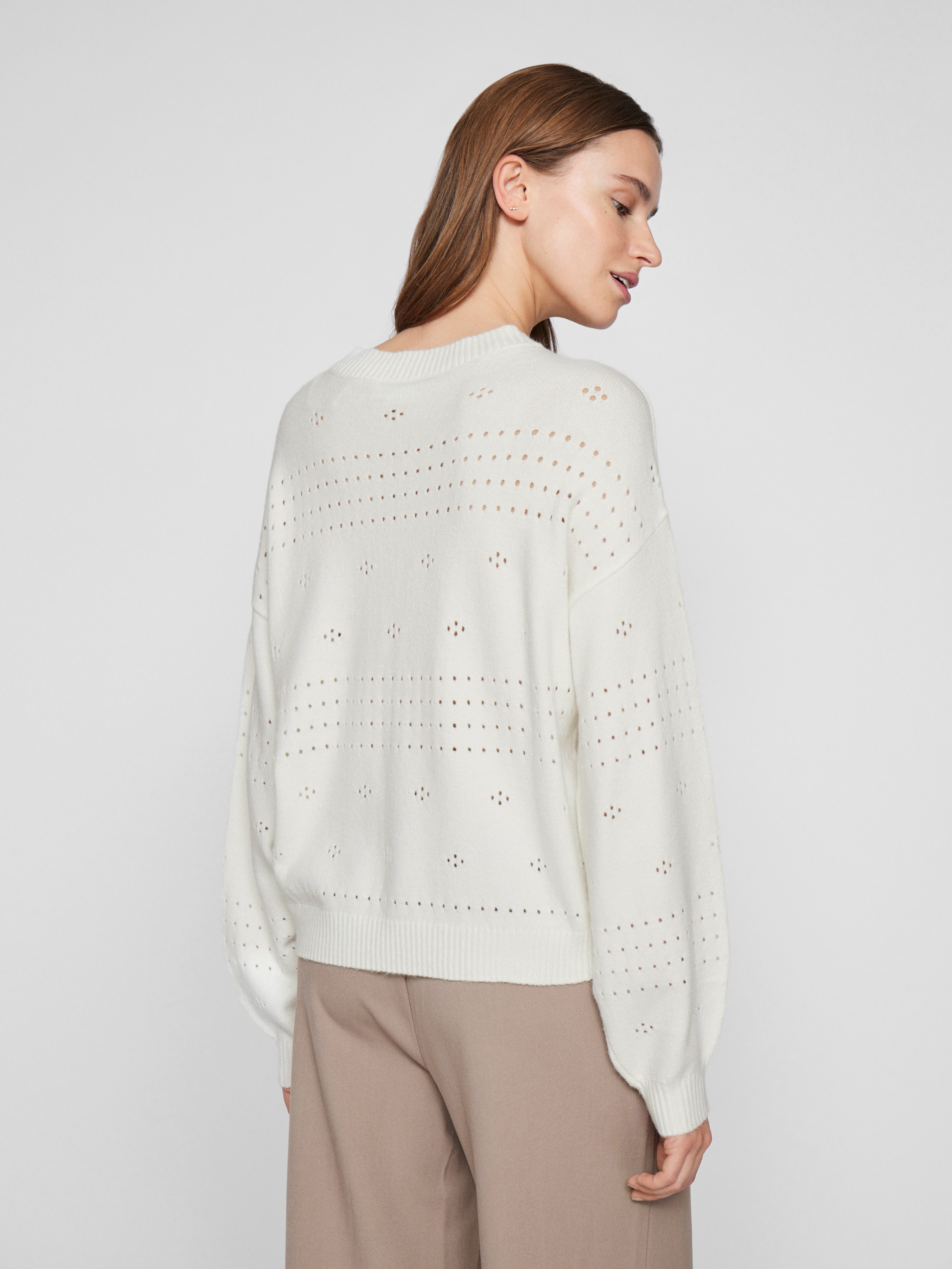Vila Rundhalspullover »VIRIL L/S O-NECK POINTELLE KNIT TOP-NOOS«
