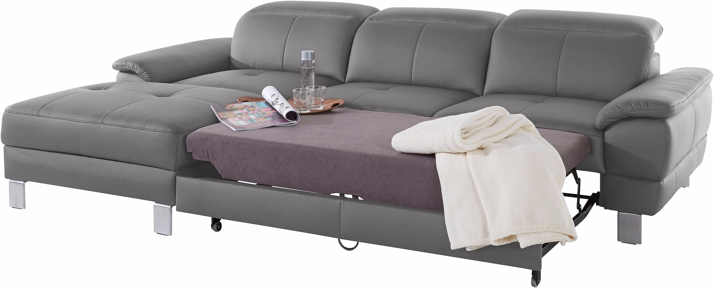 exxpo - sofa fashion Ecksofa »Mantua 2, inkl. Kopf- bzw. Rückenverstellung, bequem, L-Form«, wahlweise mit Bettfunktion und Bettkasten, tolle Verarbeitungsdetails