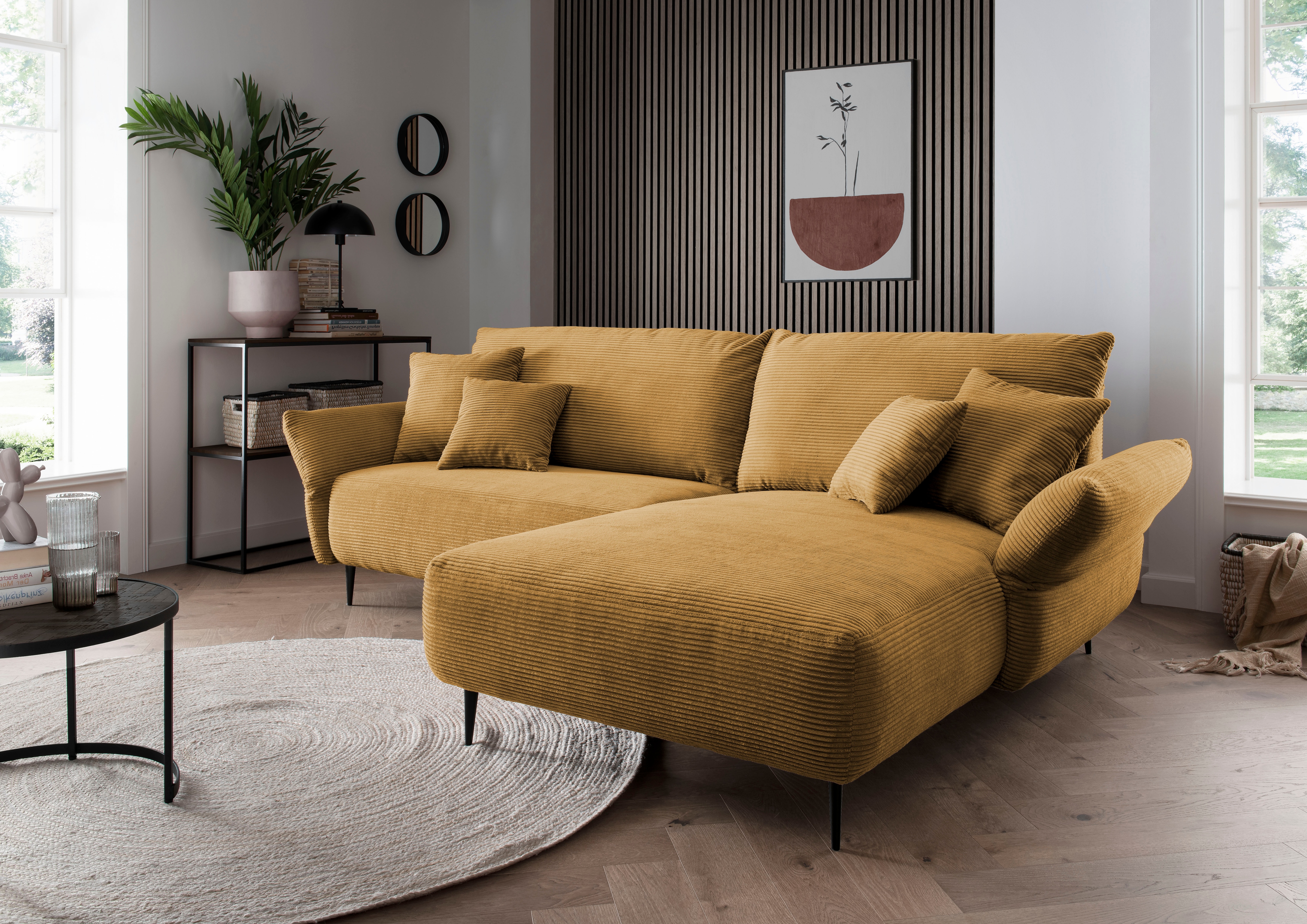 Home affaire Ecksofa "Amarena modern & bequem, verstellbare Armlehnen, L-Form" inklusive Armlehnenverstellfunktion, inkl. 4x Zierkissen