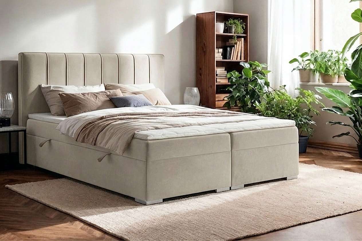 Home affaire Boxbett "GALLIPOL mit Bettkästen, Matratze und Topper, Breite 140/160/180/200cm" Doppelbet mit Kopfteil, Stauraumbett mit Bonnell- oder Taschenfederkernmatratze (H2, H3)