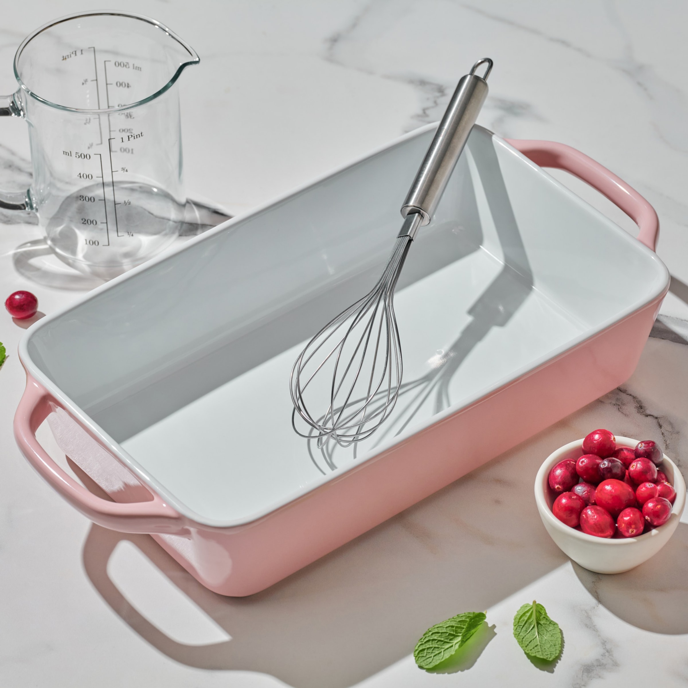 RESTO Kitchenware Auflaufform »Fornax Backform Groß Hoher Rand Lasagneform Antihaftbeschichtet«, Keramik, (1 St.), Rechteckig aus Keramik, rosa, in 2 Größen, für Brot, Lasagne, Brownie