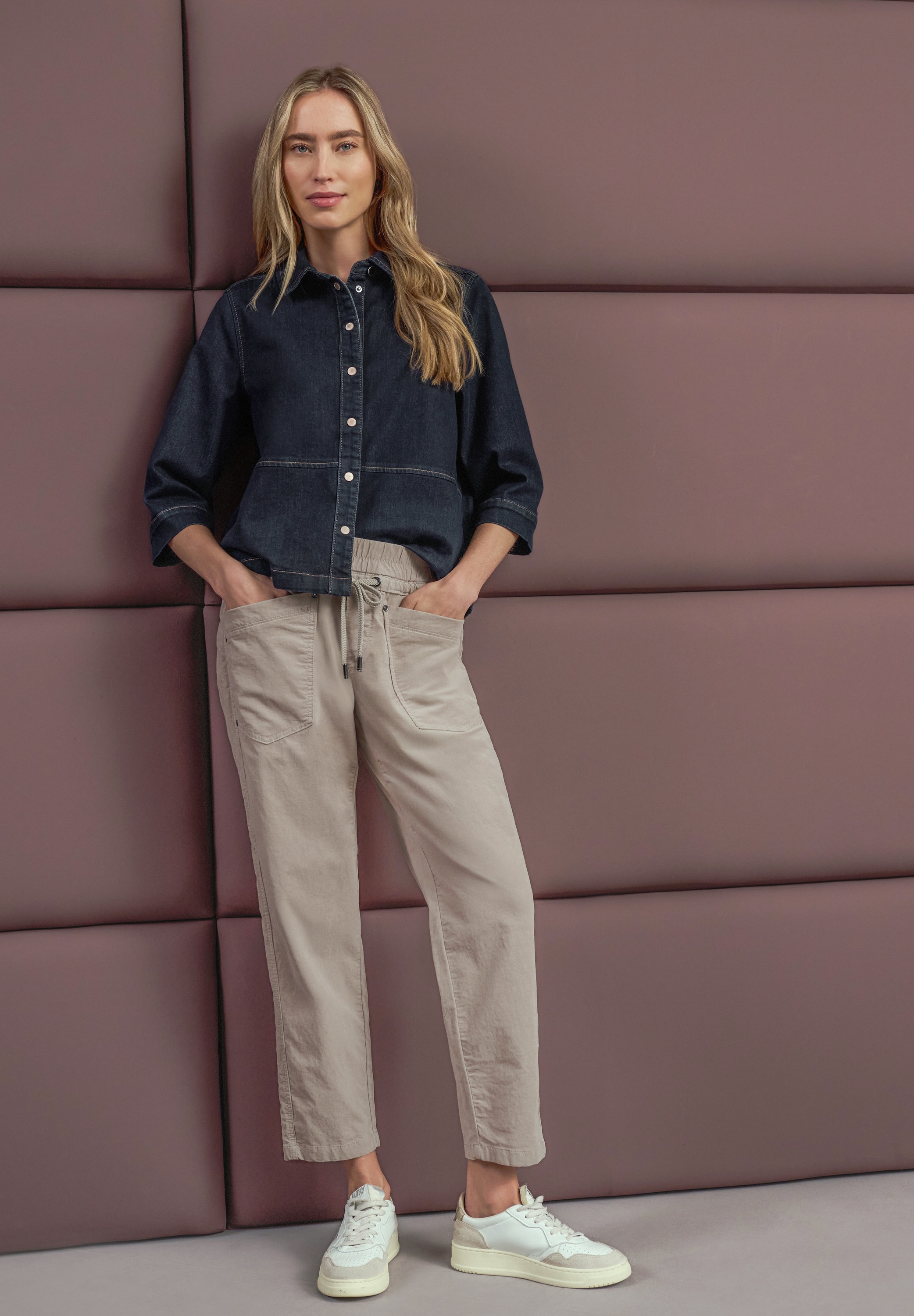 STREET ONE Cordhose  Loose Fit mit elastischem Bund, 7/8-Länge