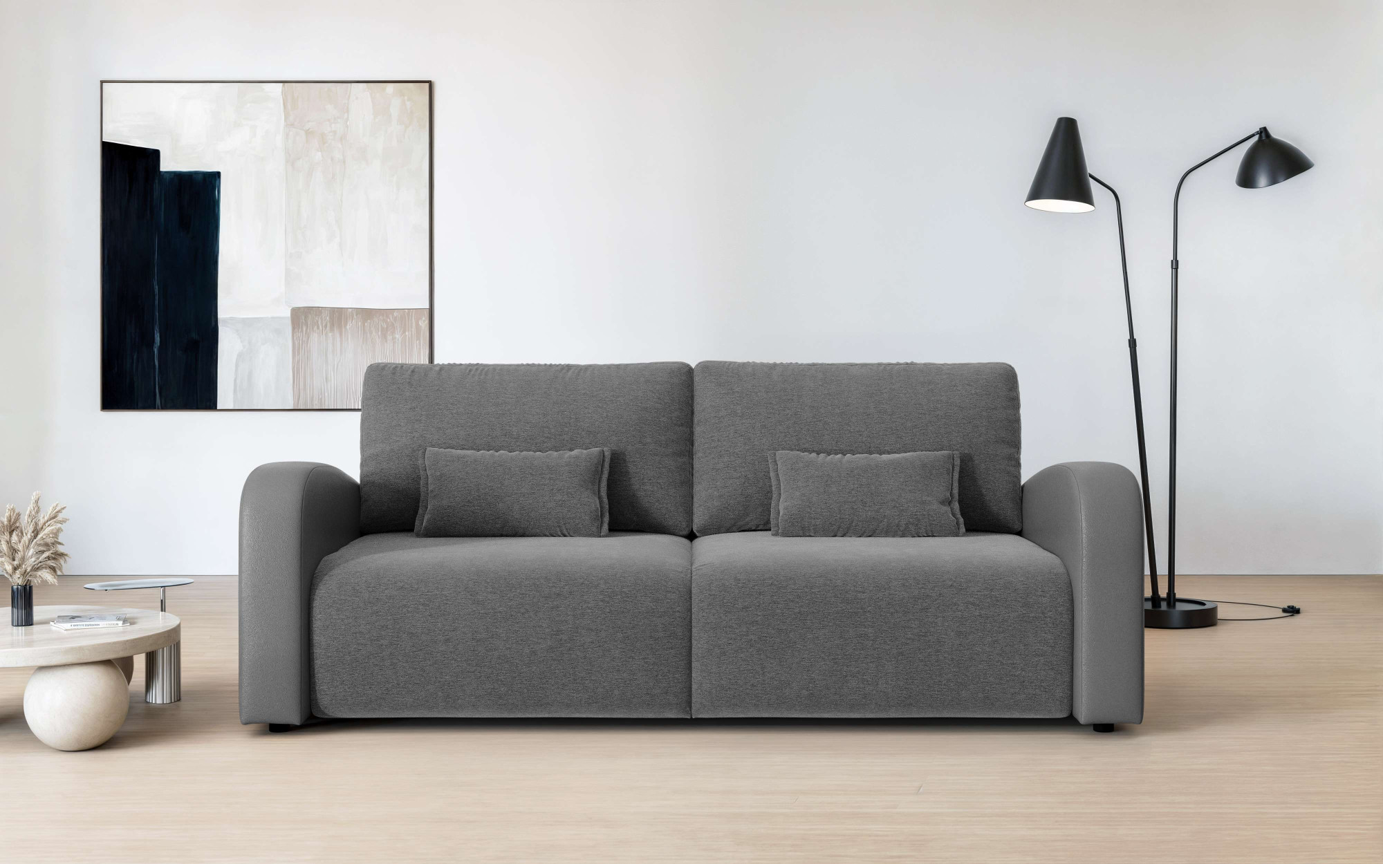 OTTO home 3-Sitzer "JIGGS wahlweise Schlafsofa mit Bettkasten, Maße B/H/T: 228/96/110 cm" Sofa mit Wellenunterfederung, enthält 2 Rückenkissen und 2 Zierkissen