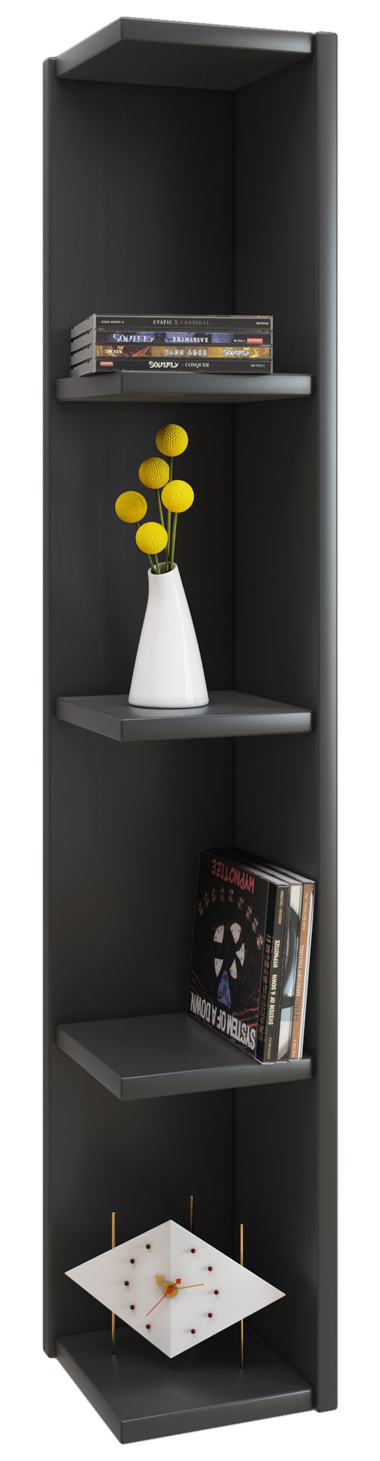 Standregal VCM, B:15cm T:17cmschwarz, Wohnzimmer, Regale, "Holz Stand Regal Aufbewahrung Deko Eckregal Honsa"