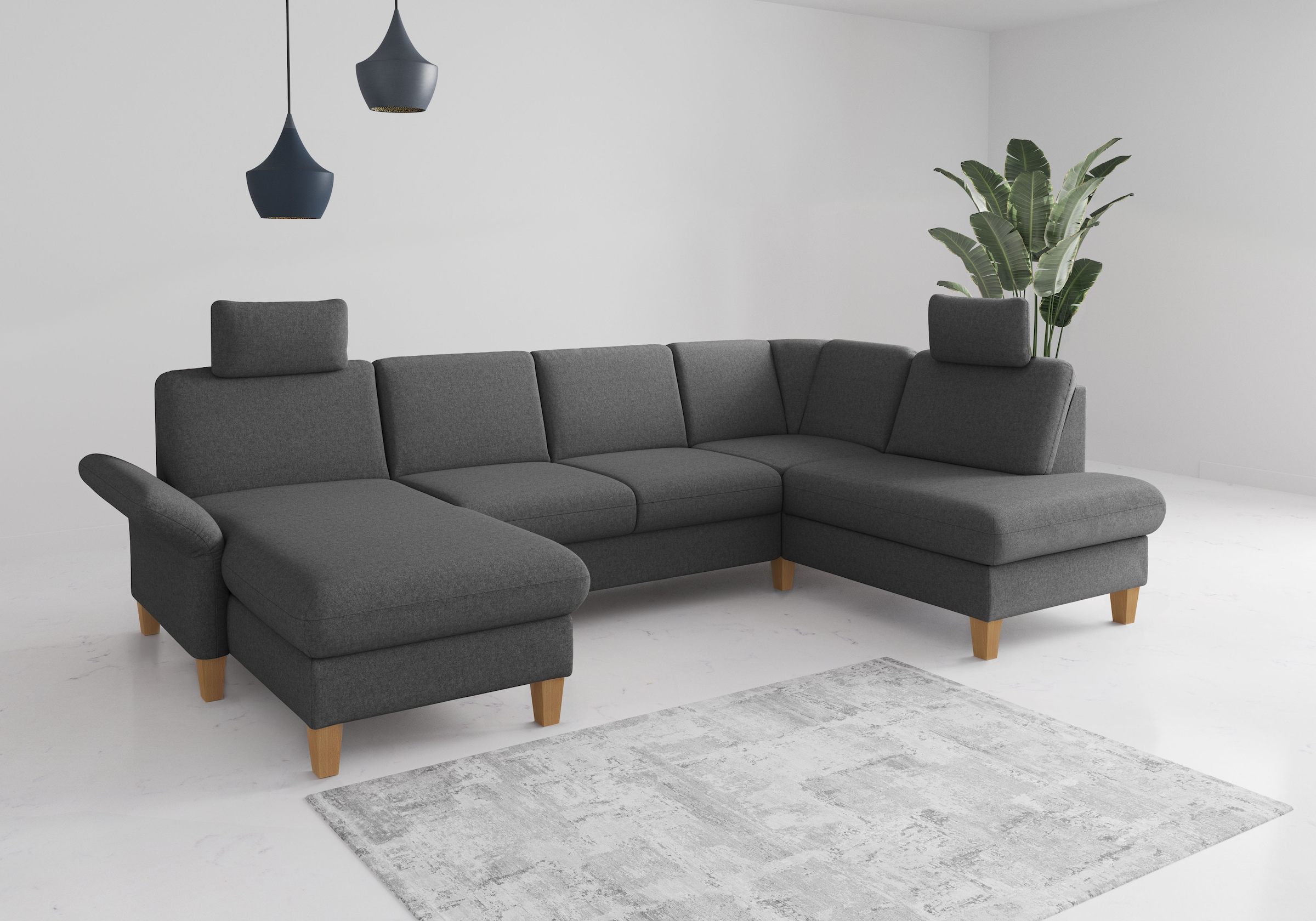 OTTO home Wohnlandschaft "Rochelle, U-Form" optional mit Armteilverstellung, mit Schlaffunktion & Bettkasten