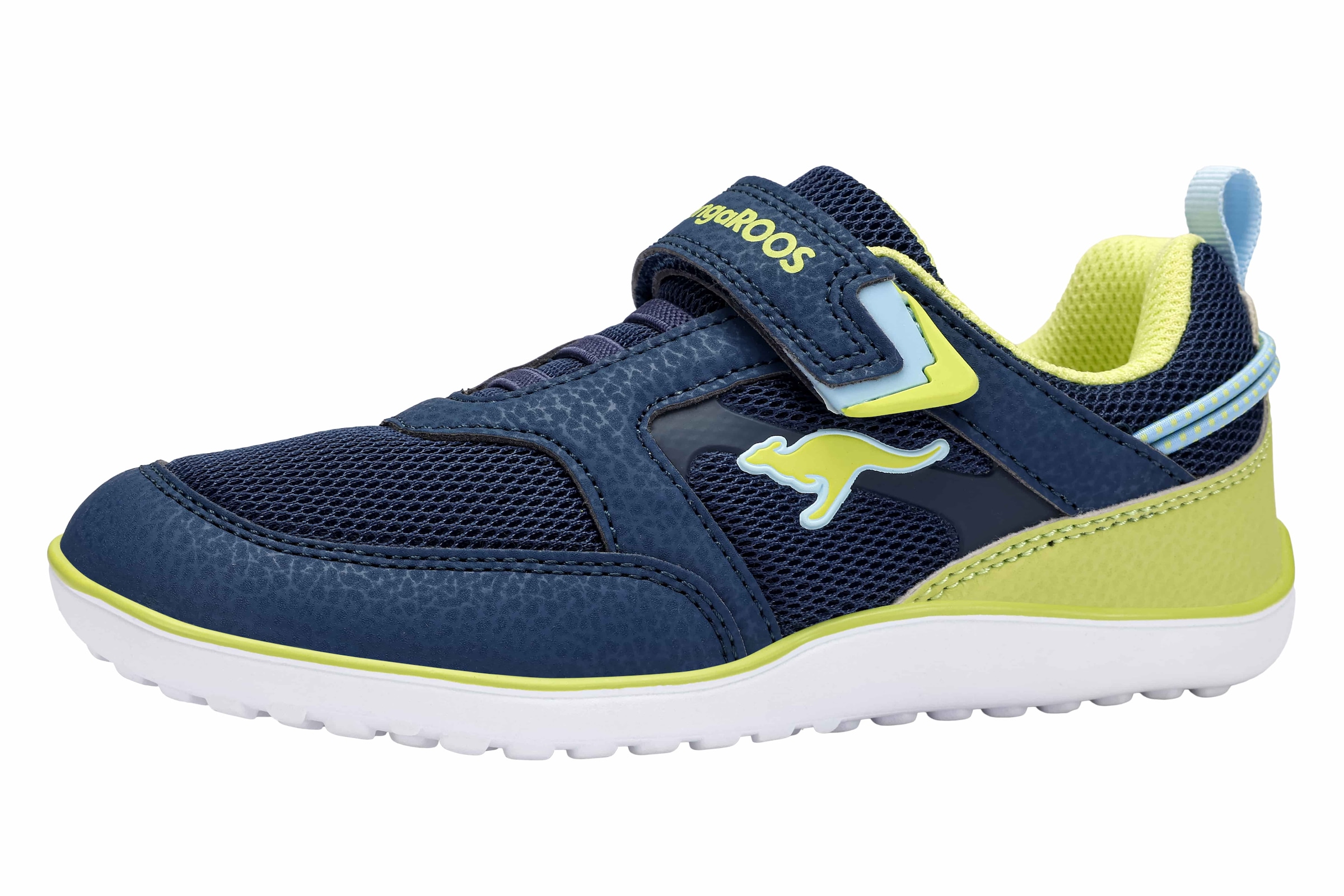 Sneaker KANGAROOS "K-BFK PATHFINDER EV", Damen, Gr. 30, k blau, celery grün, Mesh, Synthetik, Schuhe Sneaker, Barfußschuh