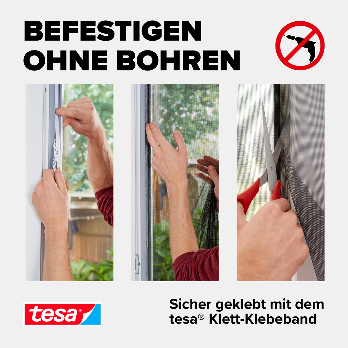 tesa Insektenschutz-Tür »Insect Stop Comfort Fliegengitter für Türen - 1,3 m : 2,5 m«, Insektenschutzgitter Dachfenster - ohne Bohren - zuschneidbar