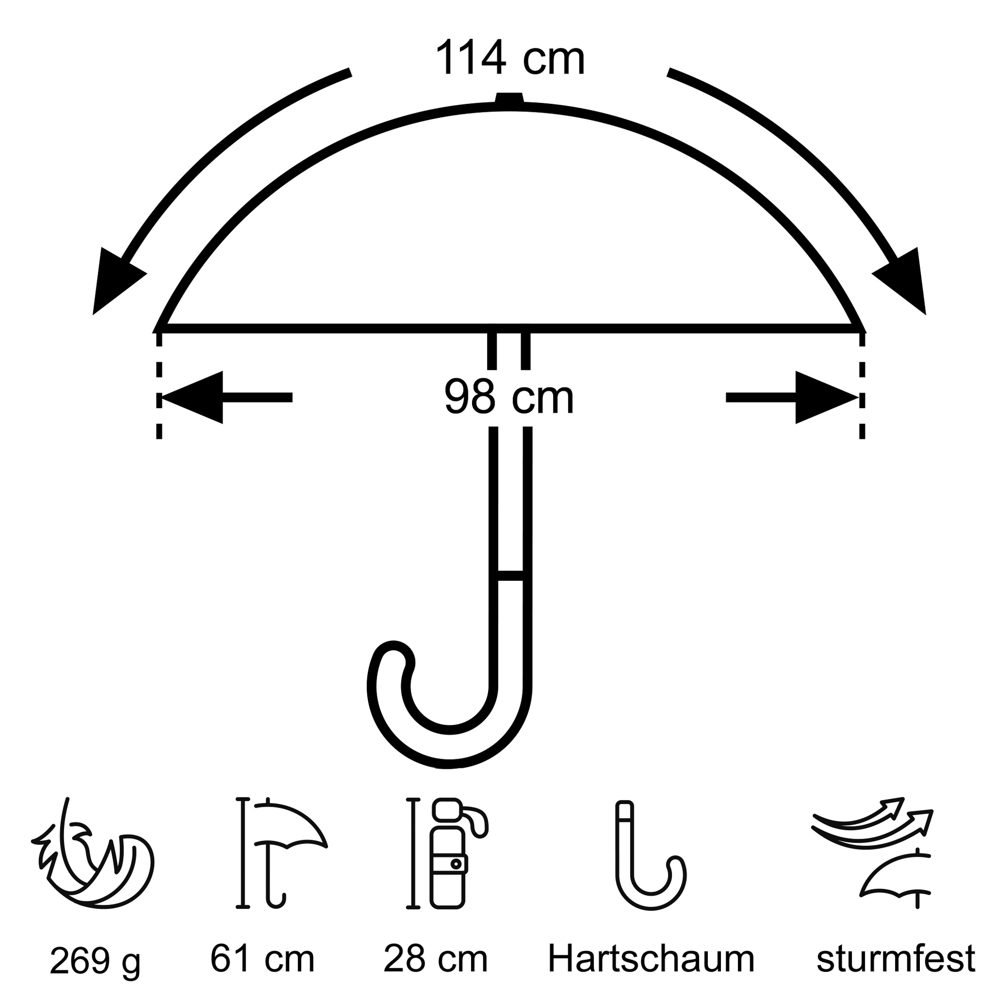EuroSCHIRM® Taschenregenschirm »light trek, silber«, kompakte Größe, mit integriertem Kompass im Griff und UV-Schutz 50+