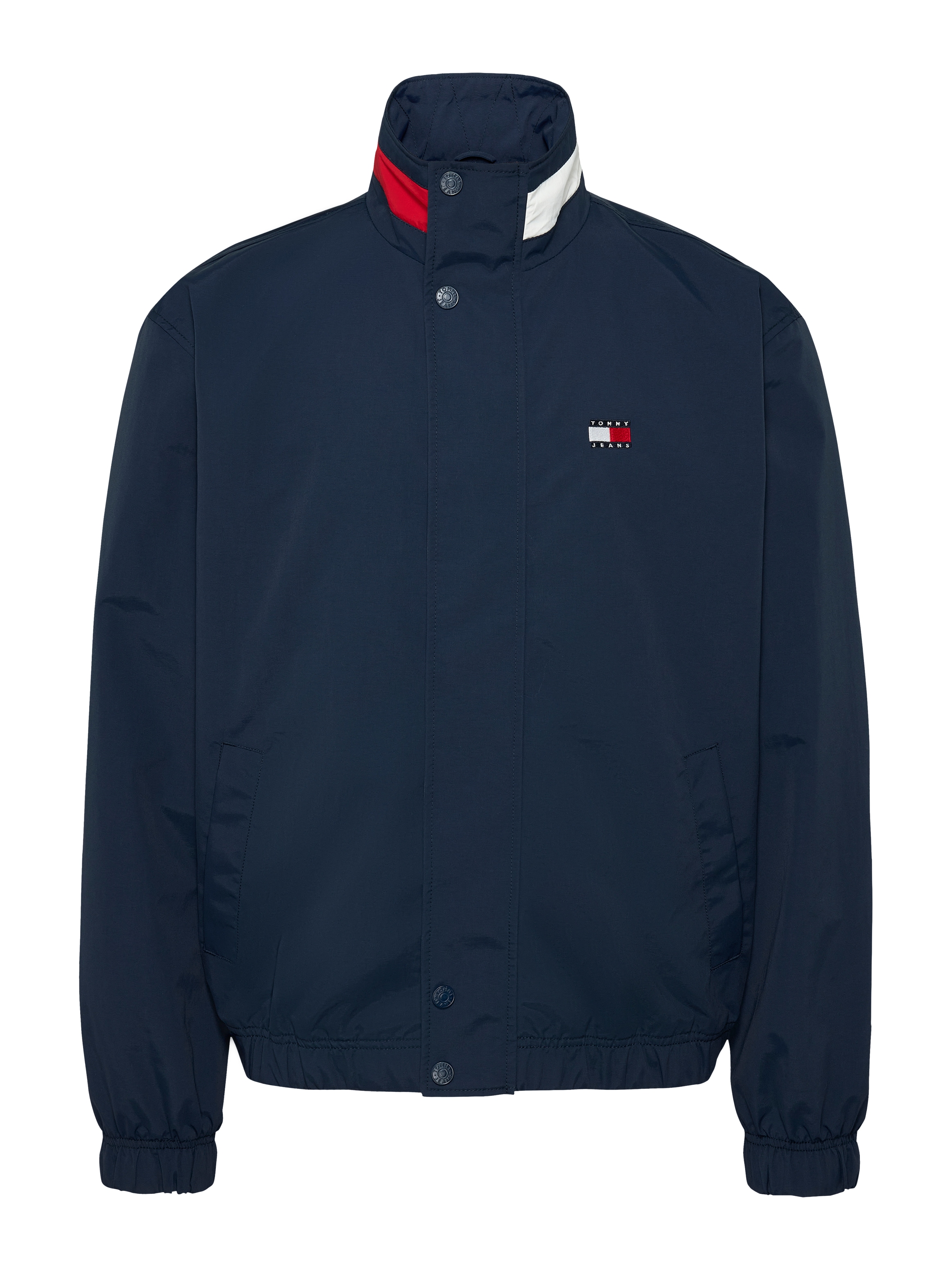 Tommy Jeans Allwetterjacke »TJM DNA COLLAR ESS JACKET«, ohne Kapuze, Mit Rundhalsausschnitt