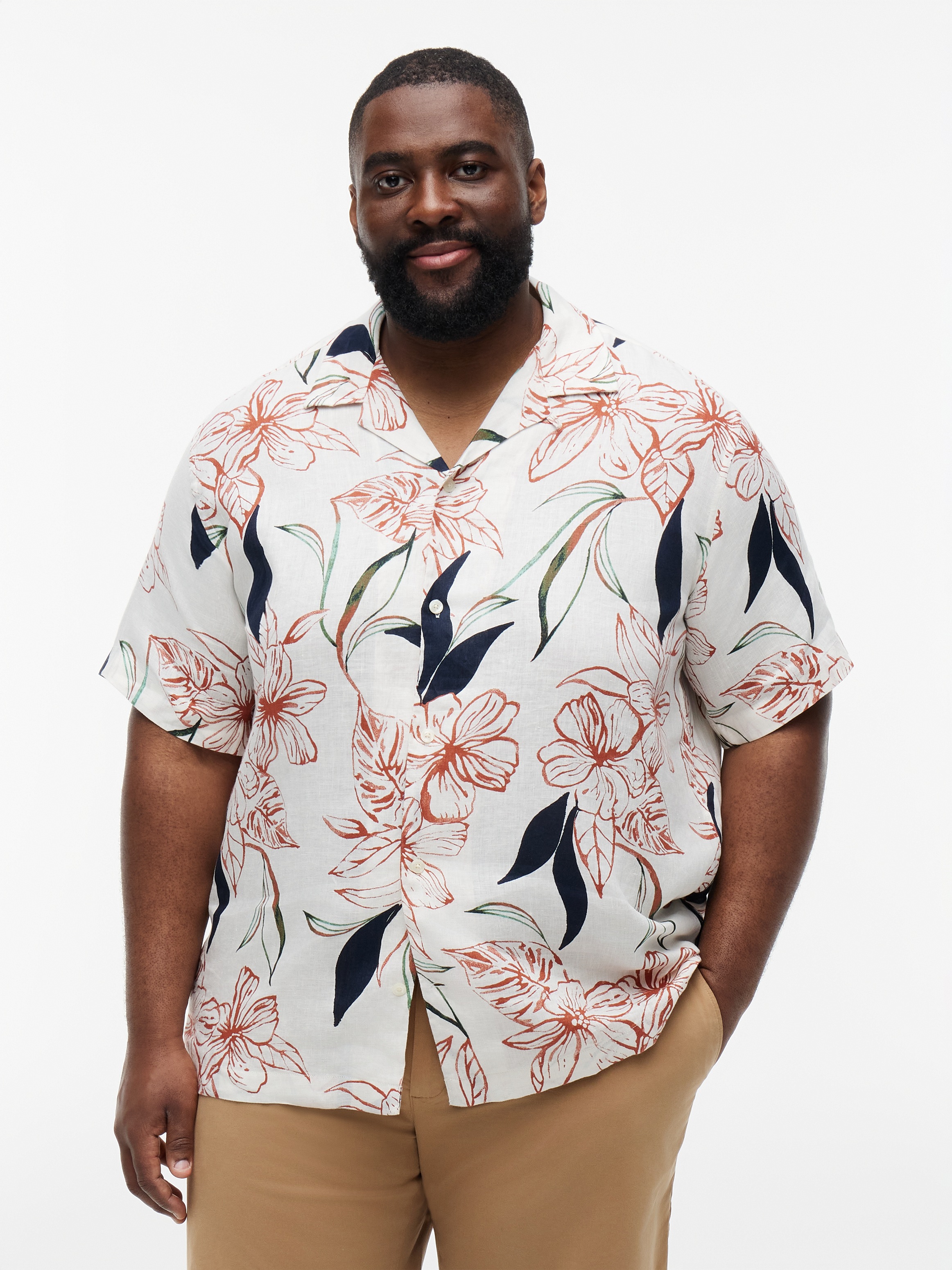 Tommy Hilfiger Big & Tall Kurzarmhemd "BT-LINEN RESORT PRINT REGULAR FIT" mit Tropen-Print, Große Größen
