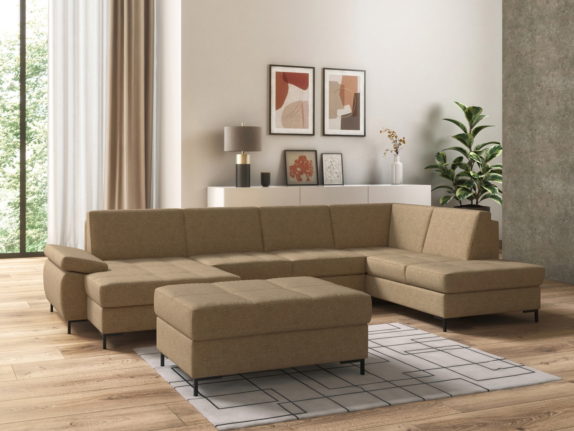 DOMO collection Wohnlandschaft »Capelo U-Form«, mit Armteilverstellung, wahlweise mit Bettfunktion, Federkern