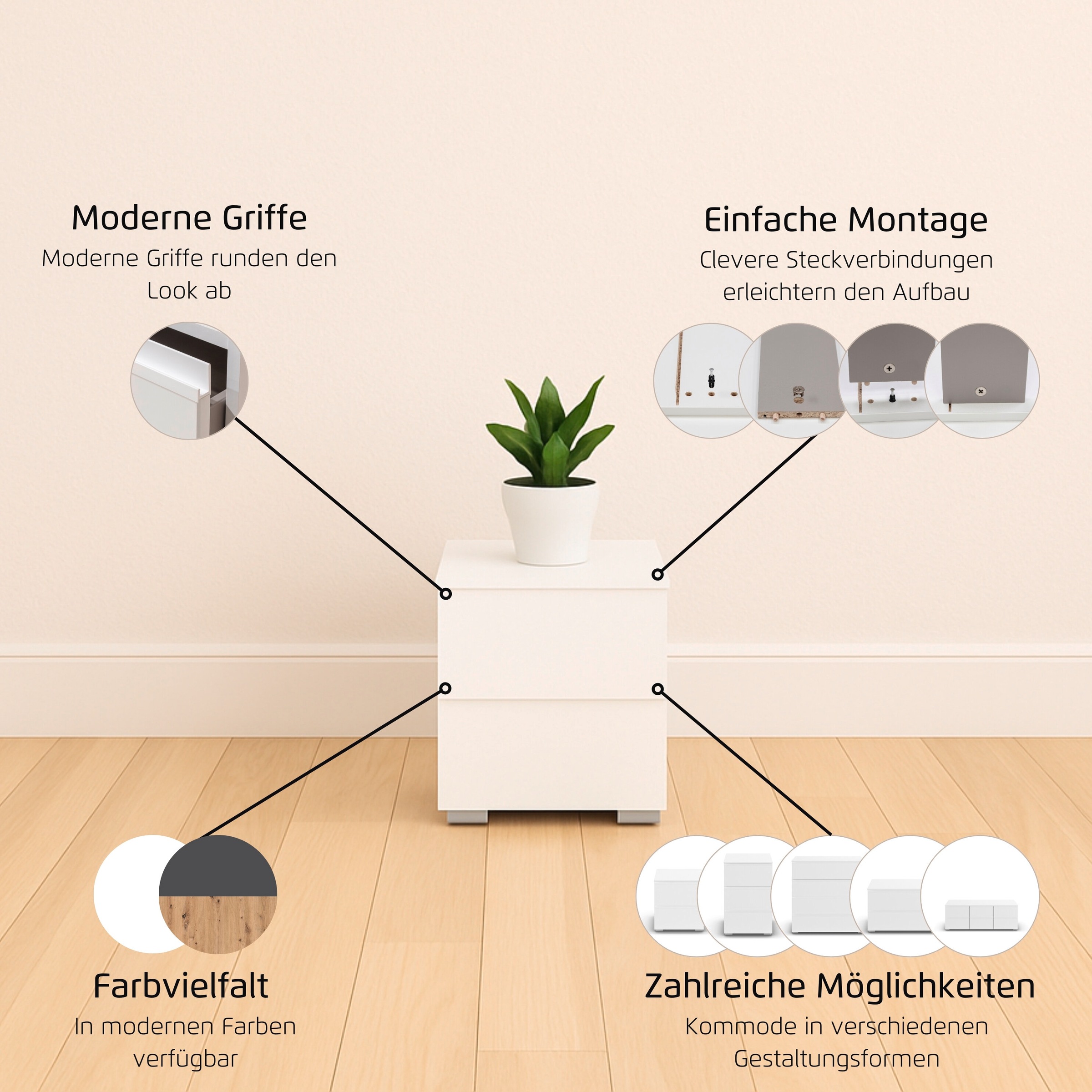 rauch Nachtkommode »Joel« Breite 40 cm,  zwei praktische und geräumige Schubladen MADE IN GERMANY