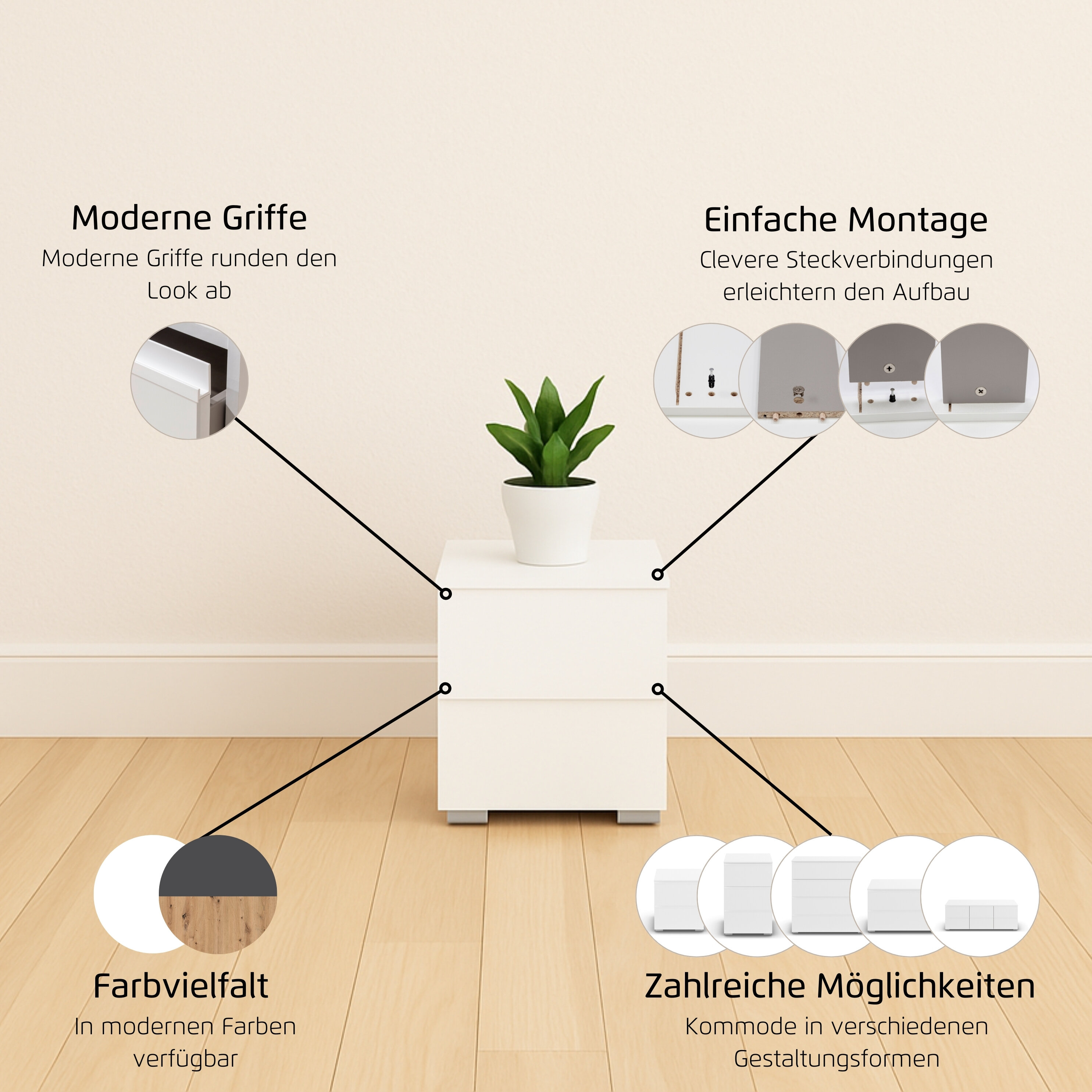 Thumbnail - rauch Nachtkommode "Joel" Breite 40 cm