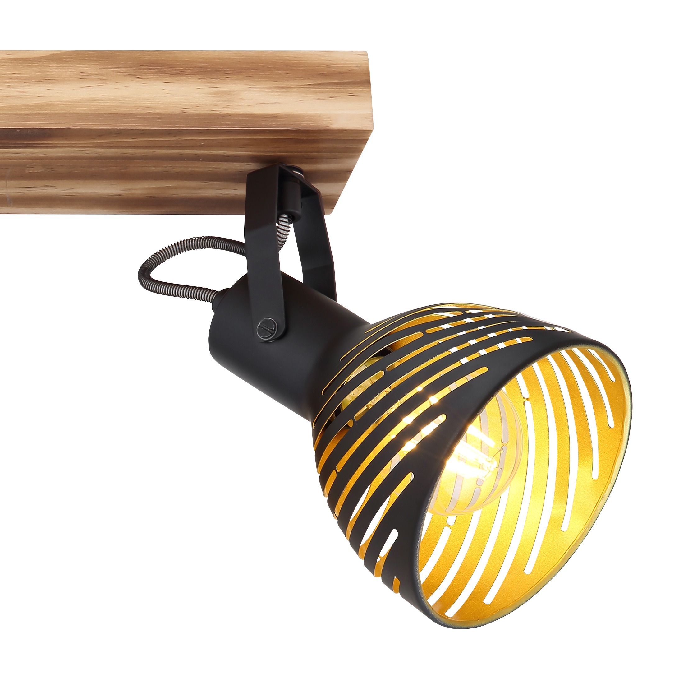 GLOBO LIGHTING Deckenstrahler »LENNA«, Leuchtmittel E27 | ohne Leuchtmittel, Deckenspot/Holz/goldfarben/Dekorschlitze/Flur