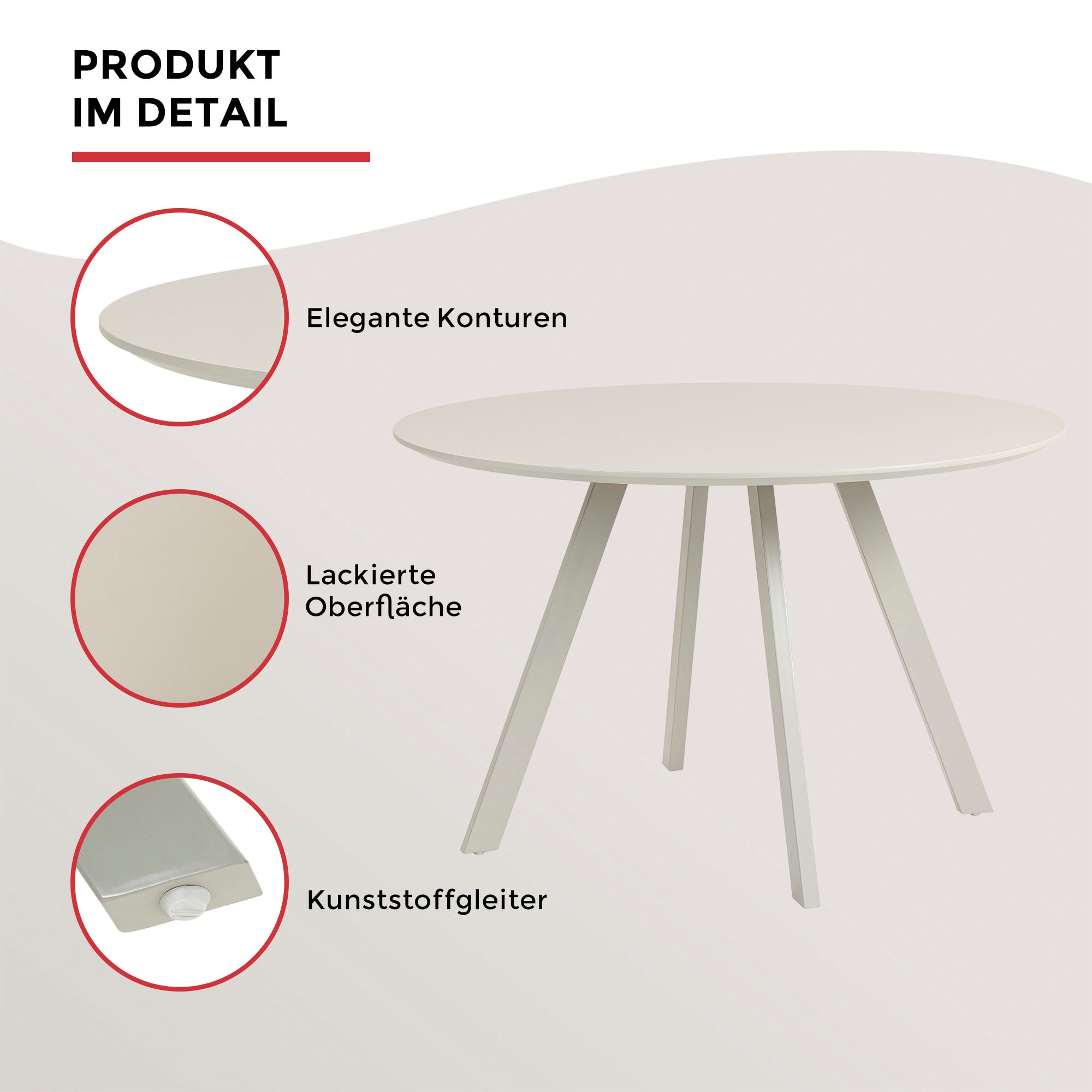 Duo Collection Essgruppe »Pina und Mila« Set, 5 Stk. tlg. Ø 120 cm, massives Metallgestell, Trendfarbe Kaschmir