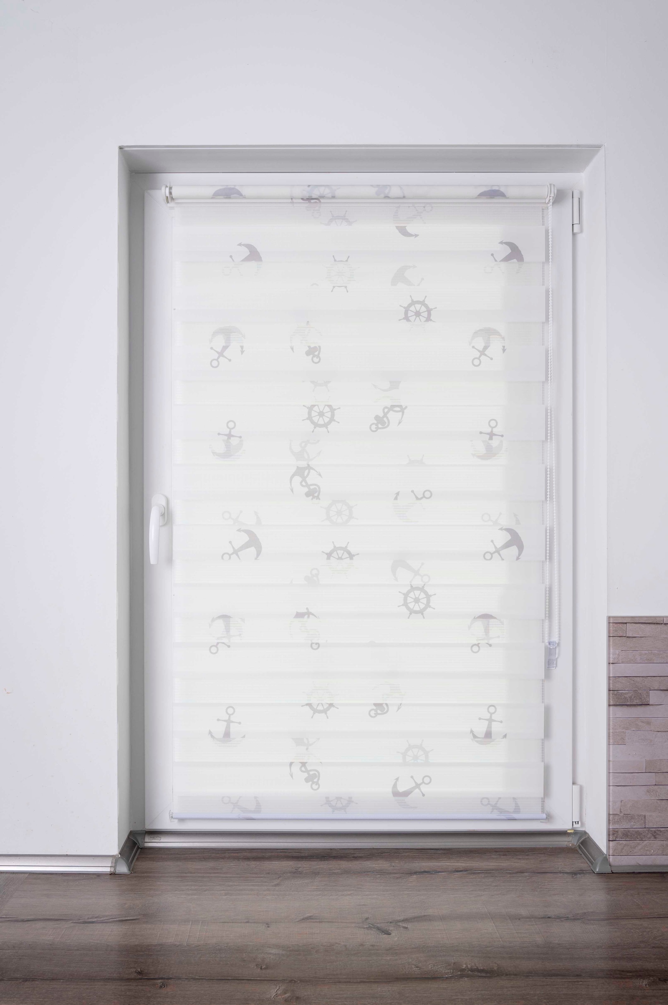 K-HOME Doppelrollo »Doppelrollo MARITIM bedruckt« Lichtschutz Sichtschutz ohne Bohren freihängend Klemmfix, bedruckt