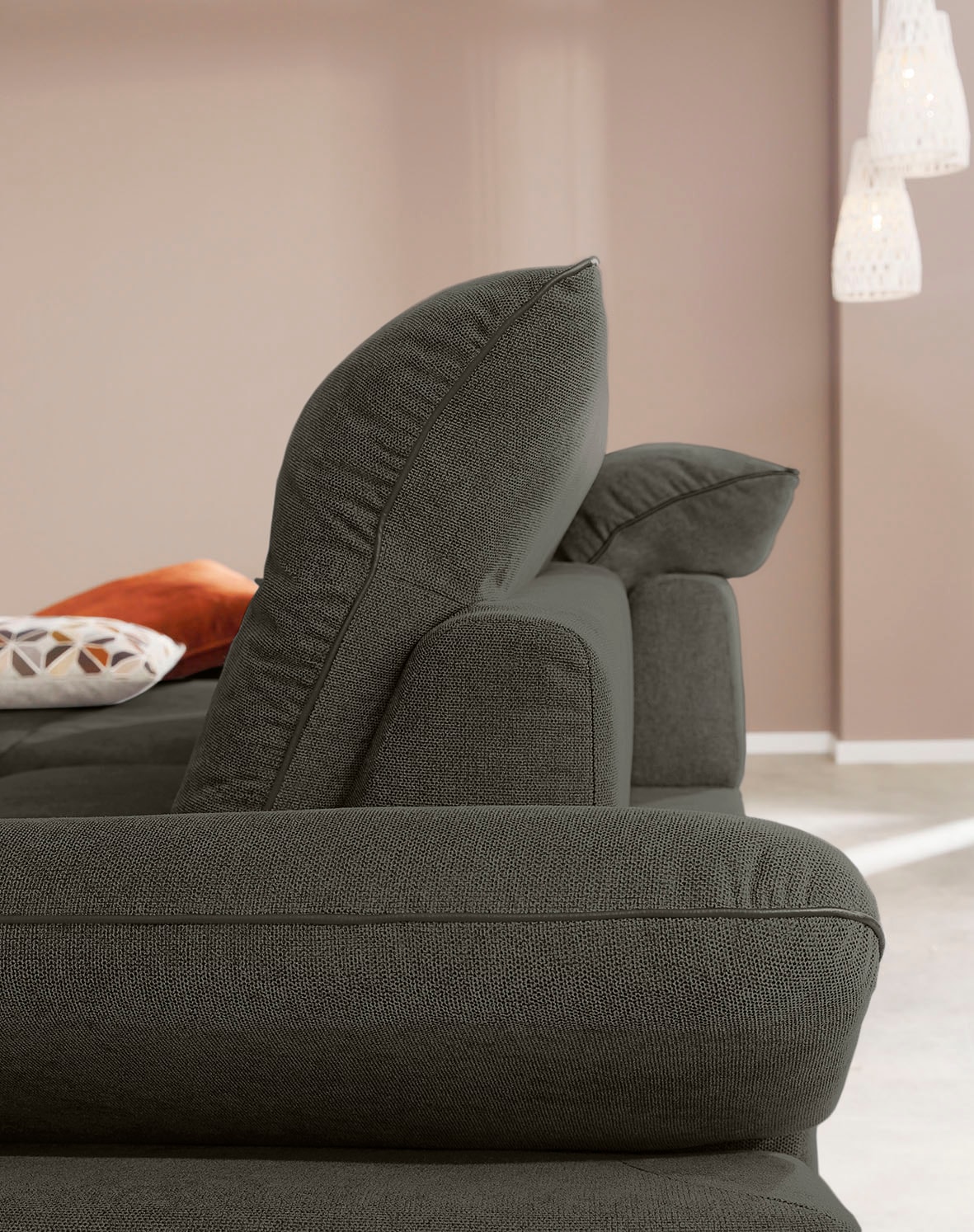 W.SCHILLIG Ecksofa »enjoy&MORE, Designsofa, elegant und bequem, L-Form«, mit Sitztiefenverstellung, Füße Chrom glänzend, Breite 294 cm