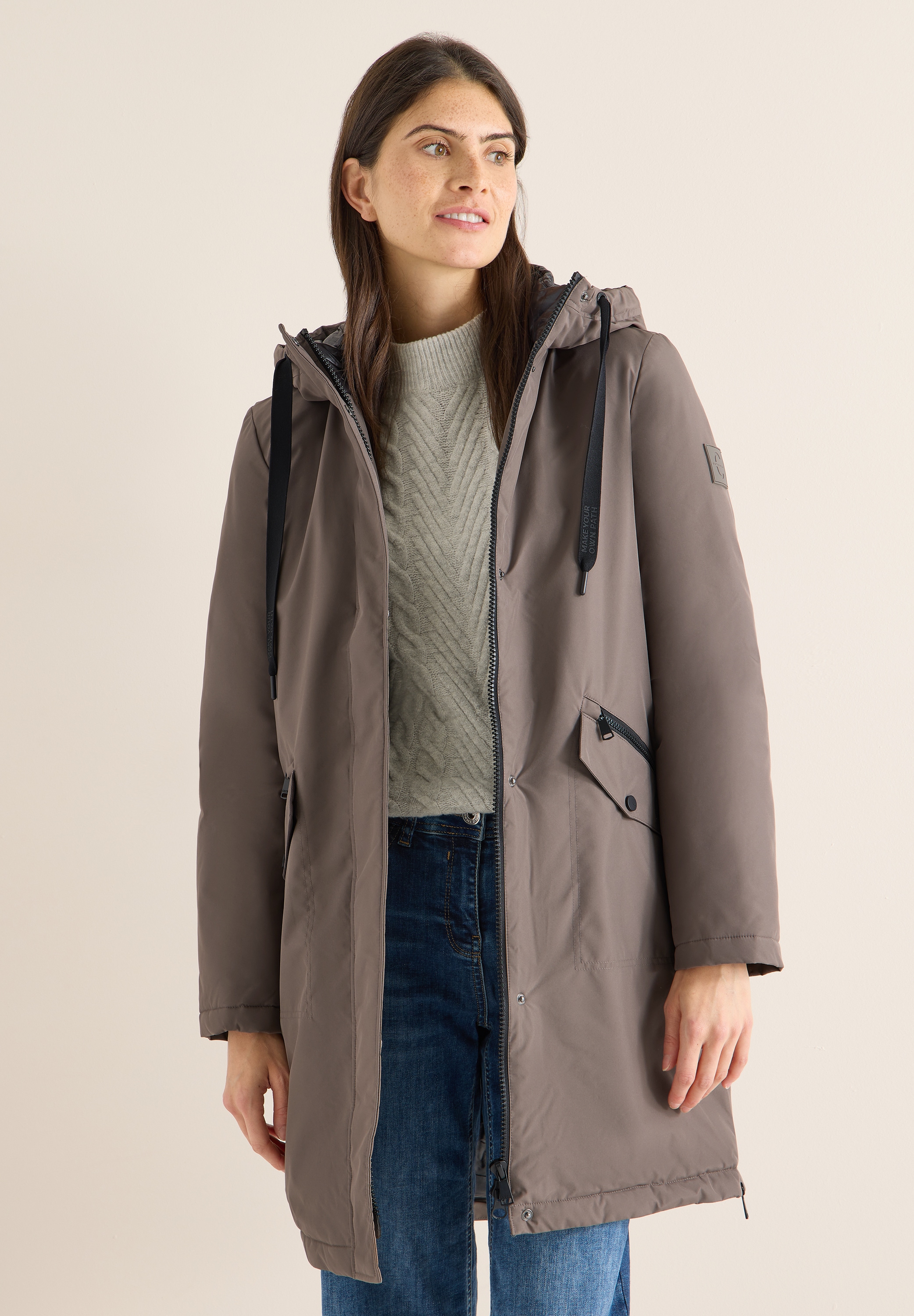 Cecil Langmantel mit Kapuze mit Tunnelzugband günstig online kaufen