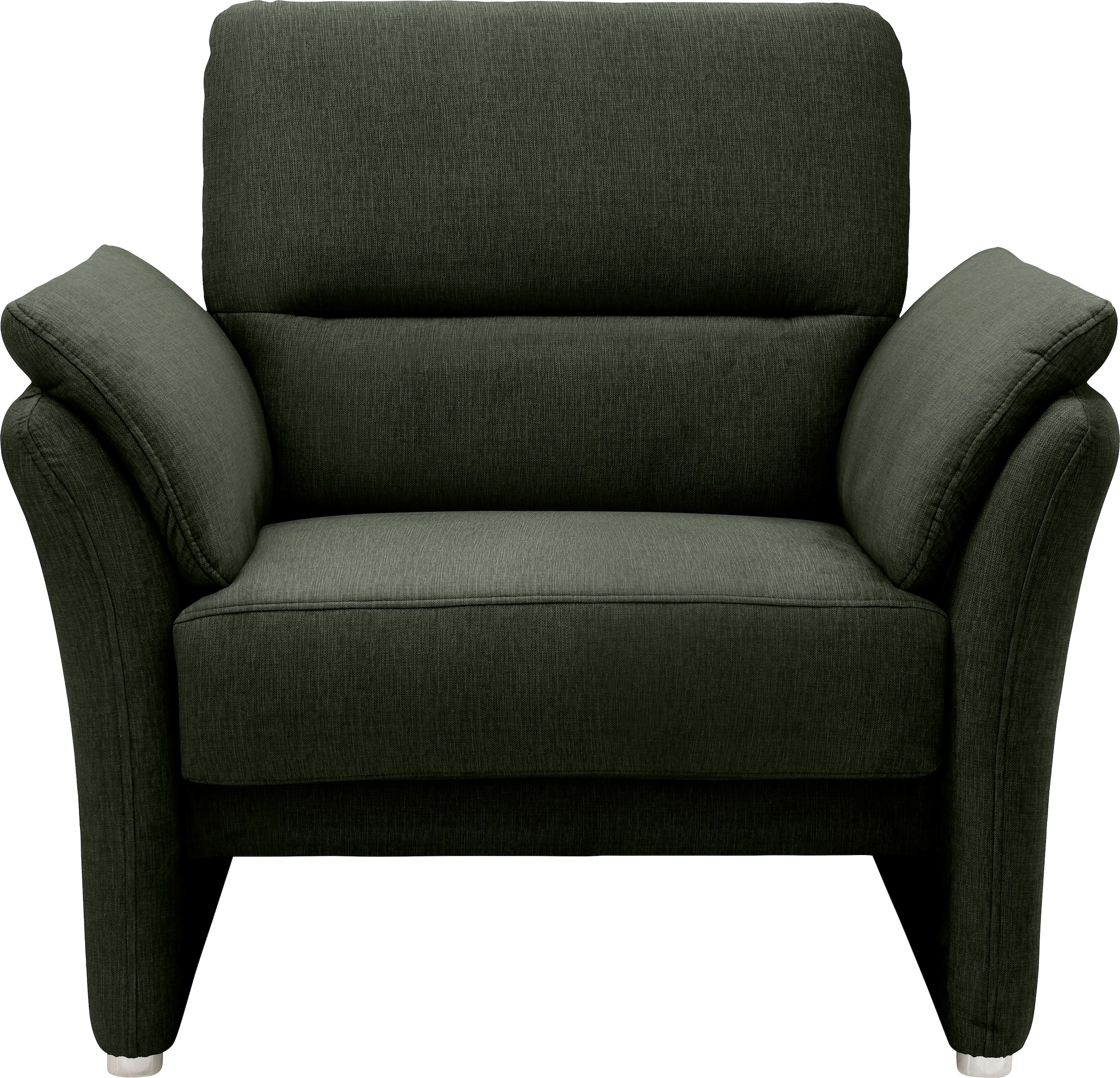 DOMO collection Sessel »Pina elegant und zeitloser Clubsessel, bequemer Cocktailsessel«, Hoher Sitzkomfort, Luxus-Microfaser weich, dunkelgrün