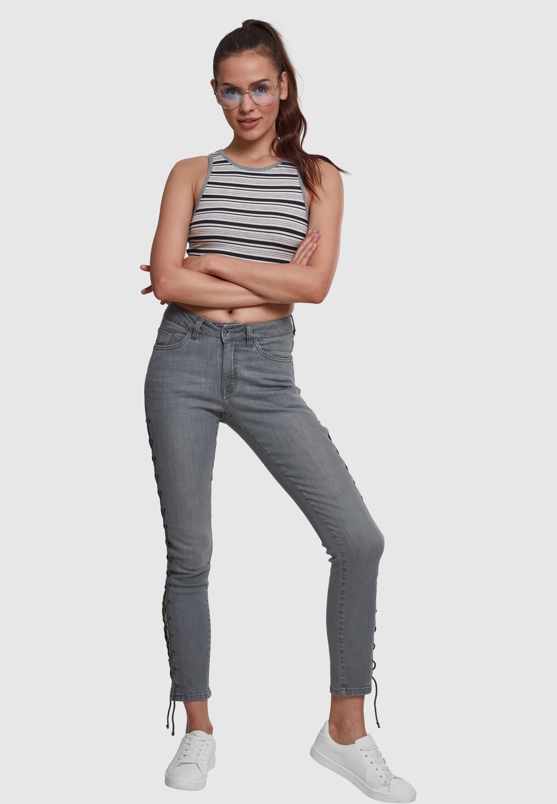 URBAN CLASSICS Muskelshirt »Urban Classics Damen Ladies Rib Stripe Cropped Top«, (1 tlg.)