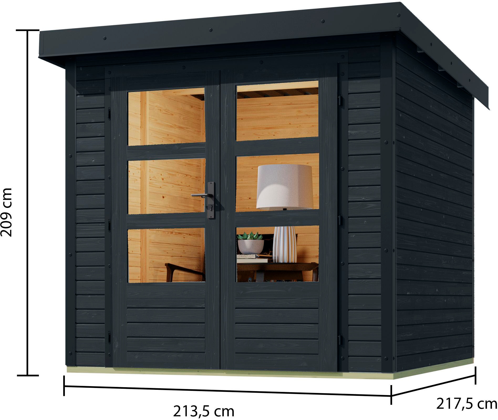 Karibu Gartenhaus »"Jupiter C"«, anthrazit/ anthrazit