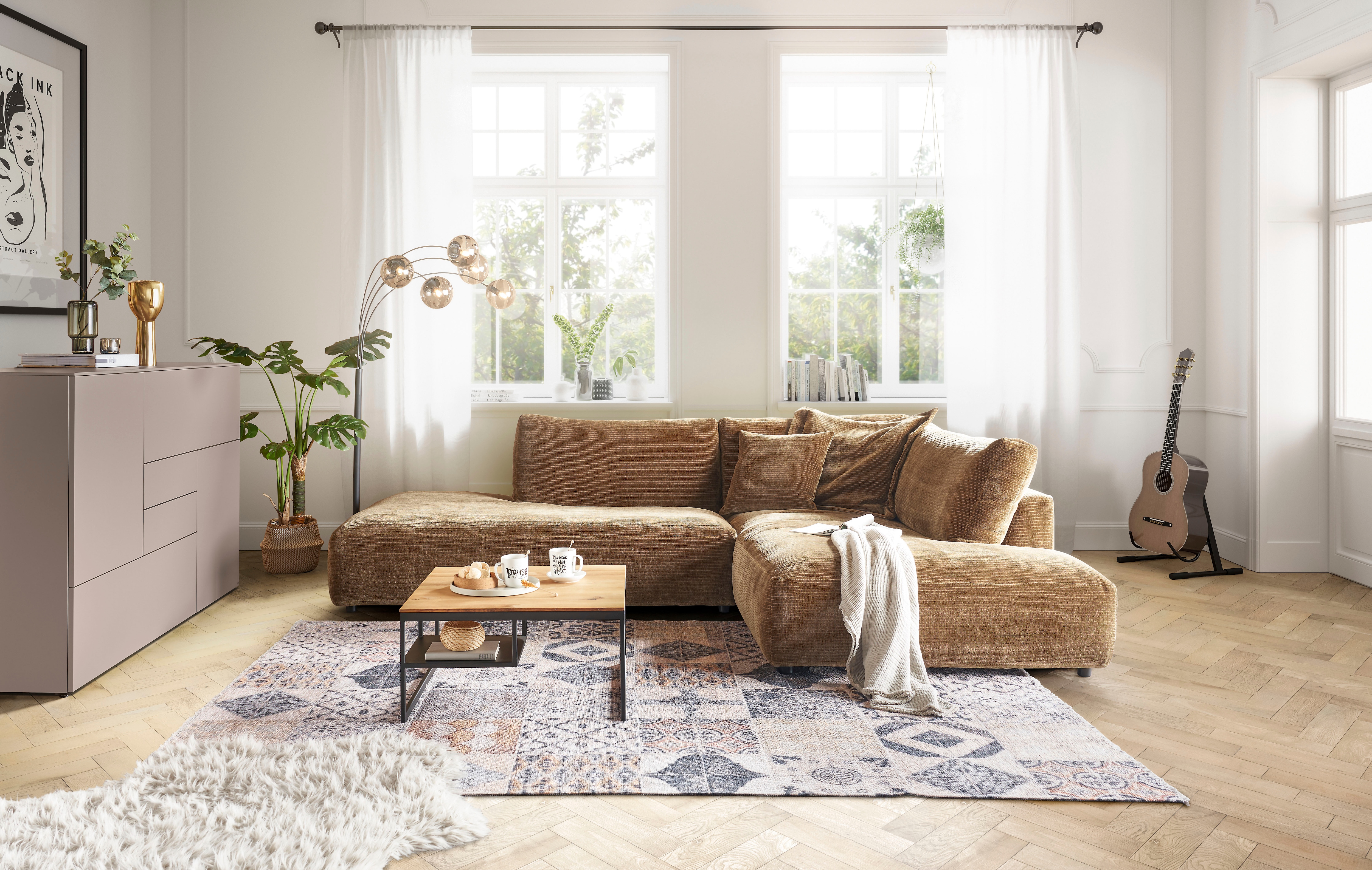 Musterring Ecksofa "Lucia bequem, elegant & zeitlos, elegante Sofa ohne Armlehnen" mit großem Longchair, verschiedene Farben, B304 x T224 cm