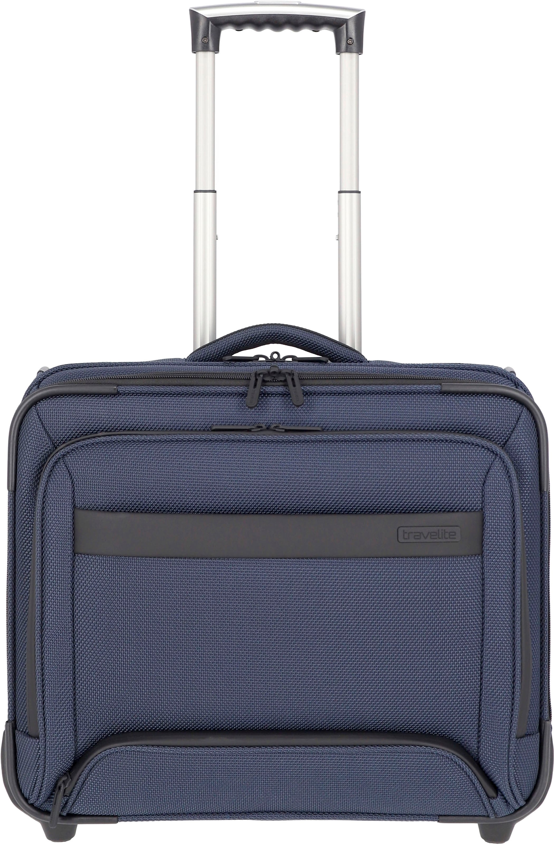 travelite Weichgepäck-Trolley "Meet, 48 cm, marine", 2 St. Rollen, Handgepäck-Koffer mit 15,6-Zoll Laptopfach und Trolle