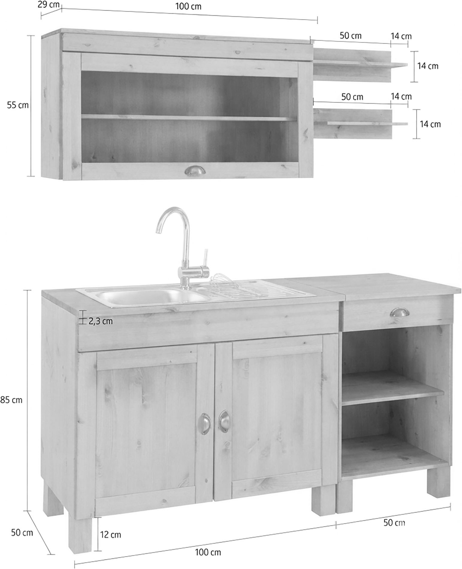 Home affaire Pantryküche »Oslo« Breite 150 cm, ohne E-Geräte