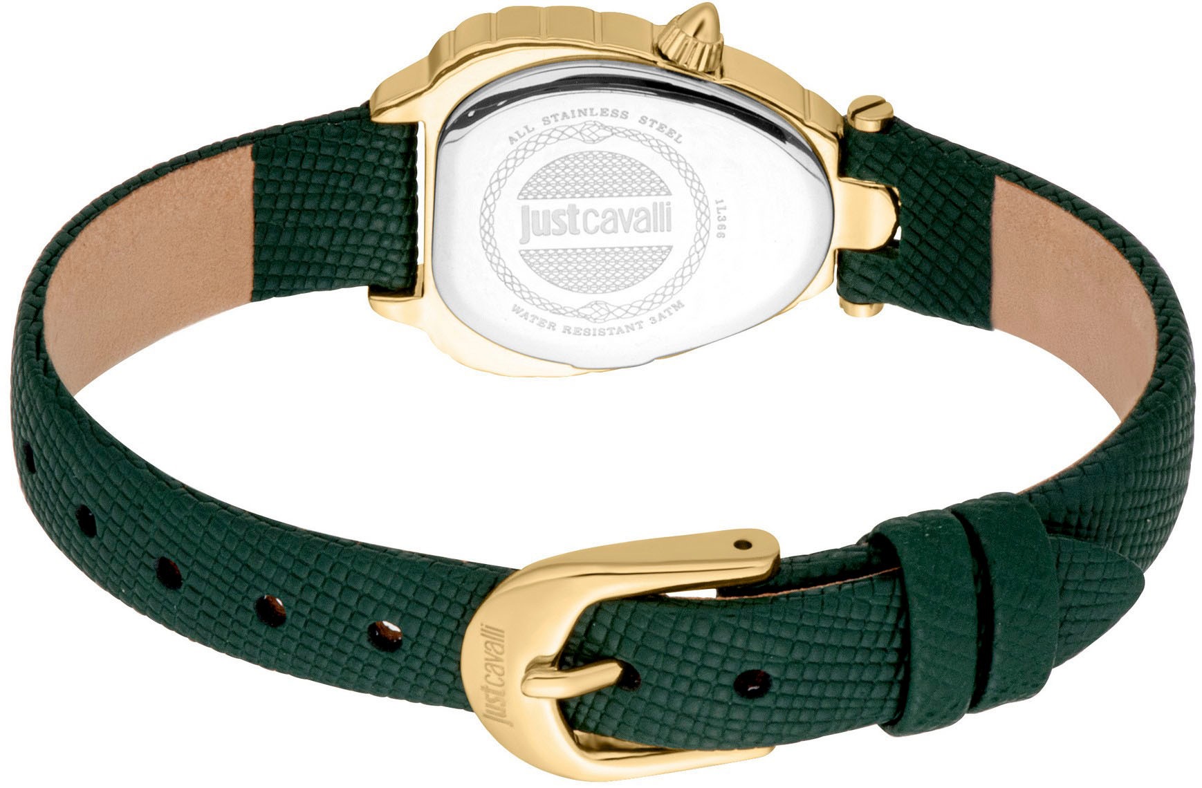 Just Cavalli Time Quarzuhr »Animalier«, Armbanduhr, Damenuhr, Lederarmband, analog, Kristallsteine