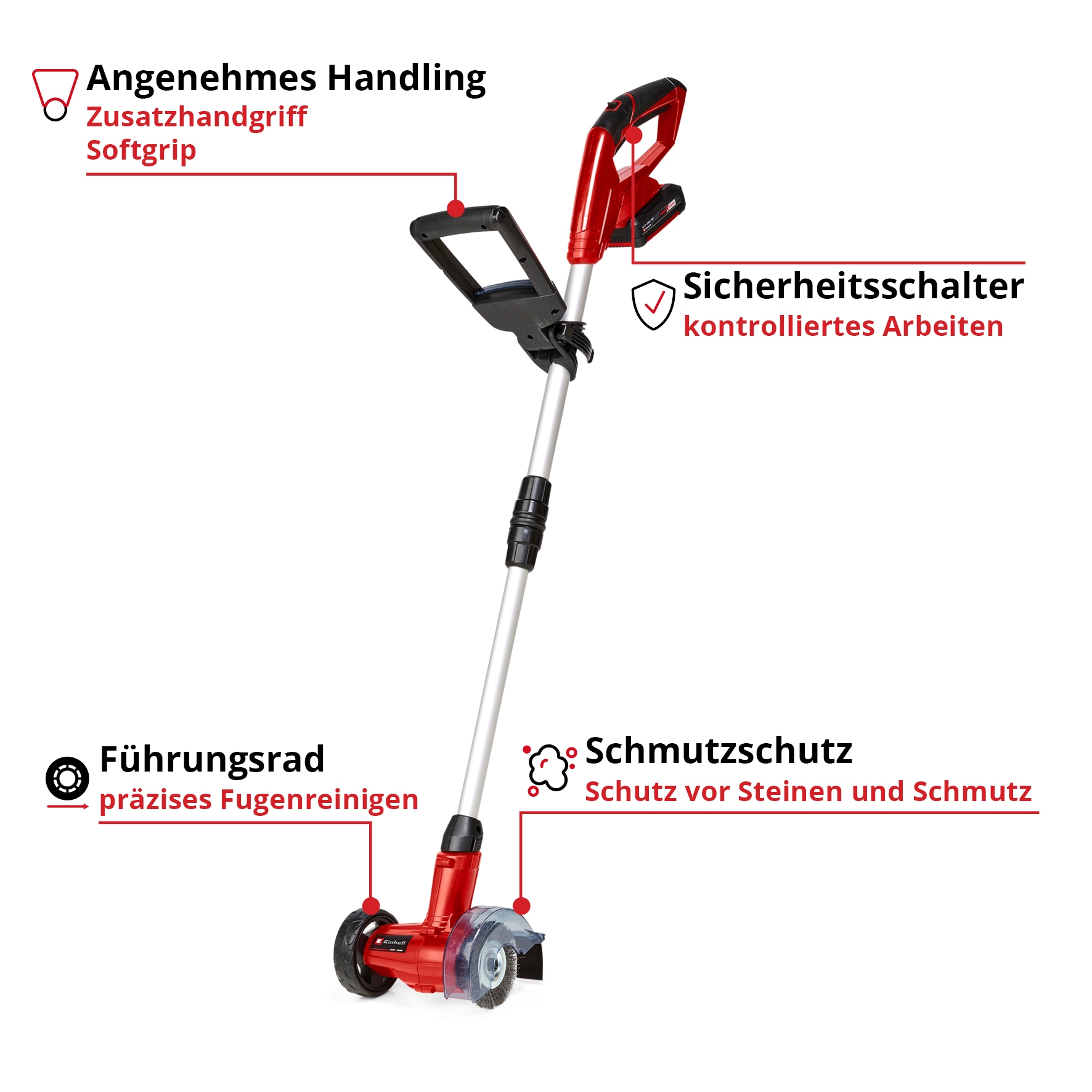 Einhell Akku-Fugenbürste »GC-CC 18 Li Kit«, inkl. Akku 18V/2,0 Ah, Ladegerät, Stahl- und Nylonbürste