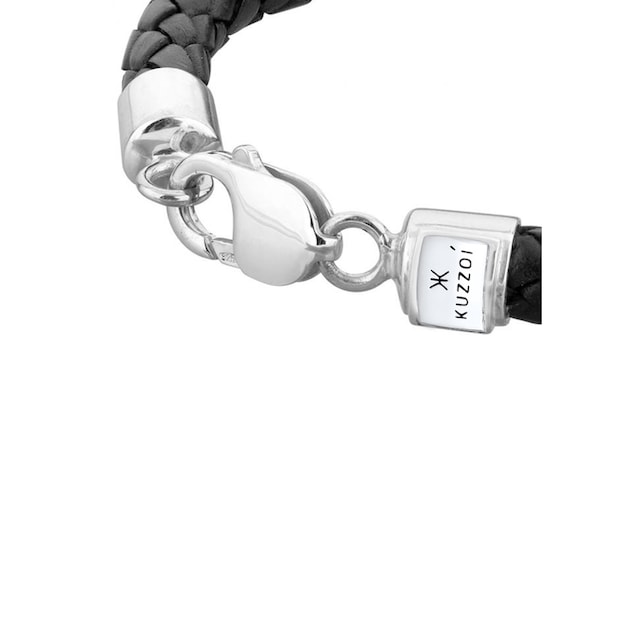 Kuzzoi Armband »Herren Echtleder Geflochten Karabiner 925 Silber« ▷  bestellen | BAUR