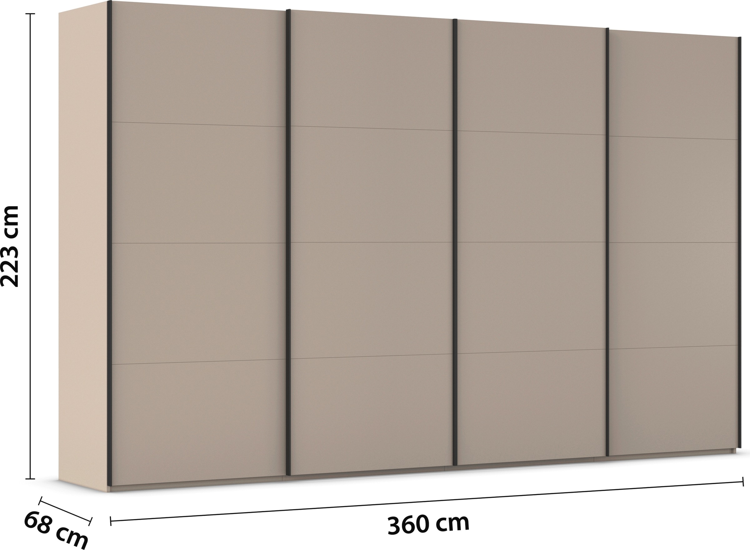 rauch Schwebetürenschrank »Kleiderschrank Schrank Garderobe Schlafzimmerschrank SCALE-FYRA«, edle viergeteilte Türen viele Farben und Griff-Farben MADE IN GERMANY