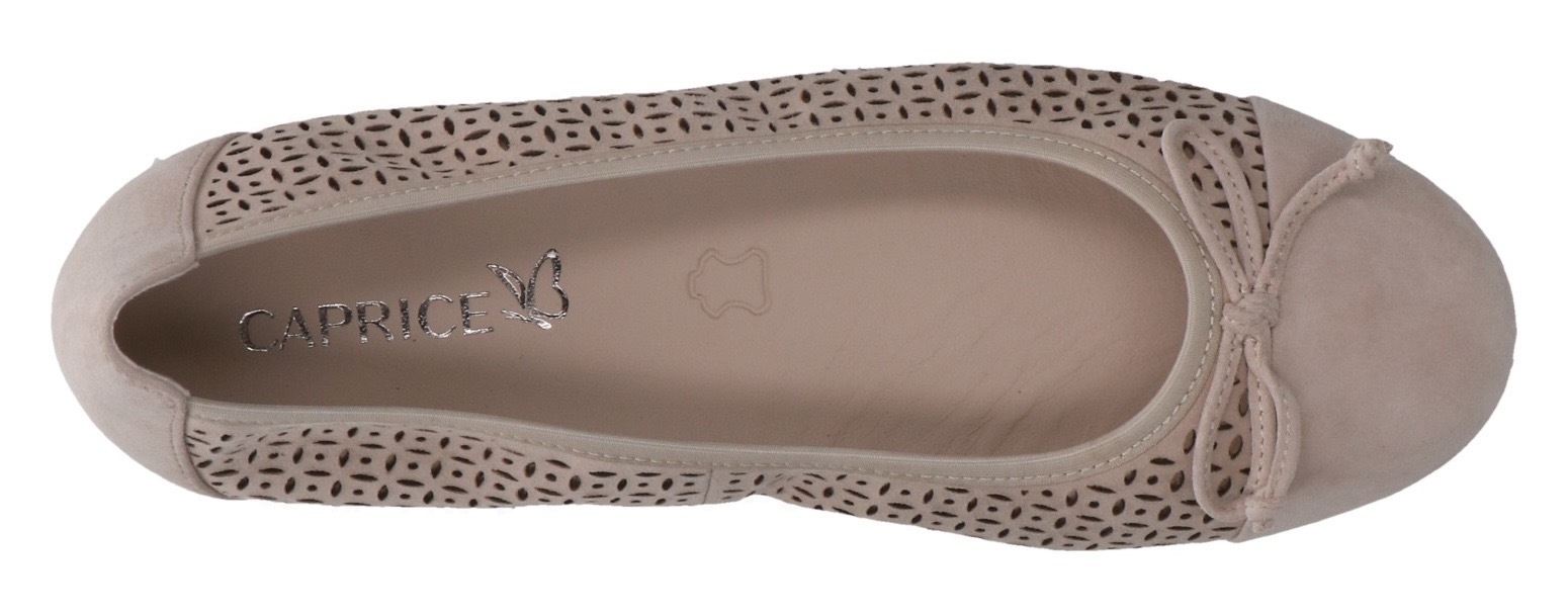 Caprice Ballerina, Blockabsatz, Businessschuh, Bequemschuh mit dezenter Zierschleife