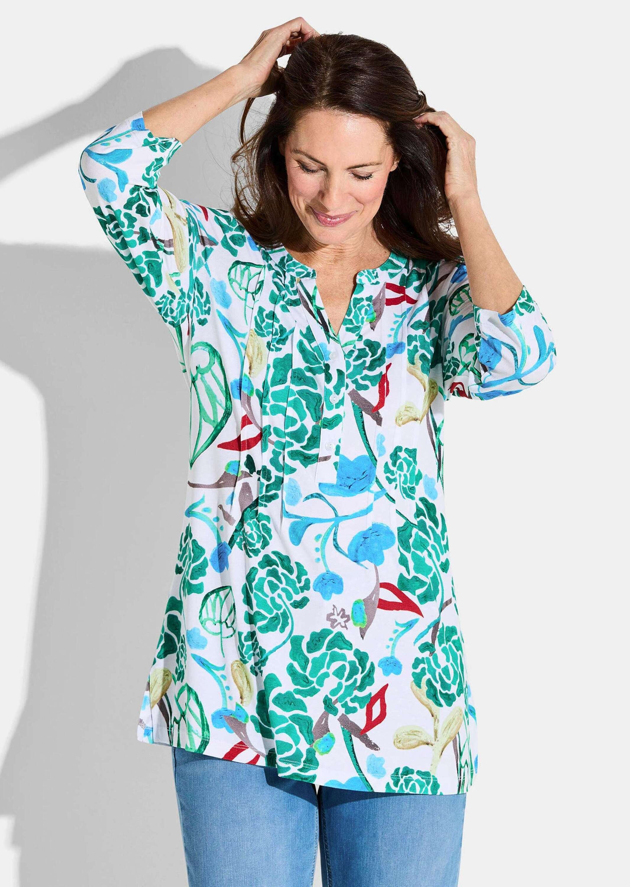 GOLDNER Tunika "Kurzgröße Halbarm Tunika mit Allover-Print" günstig online kaufen