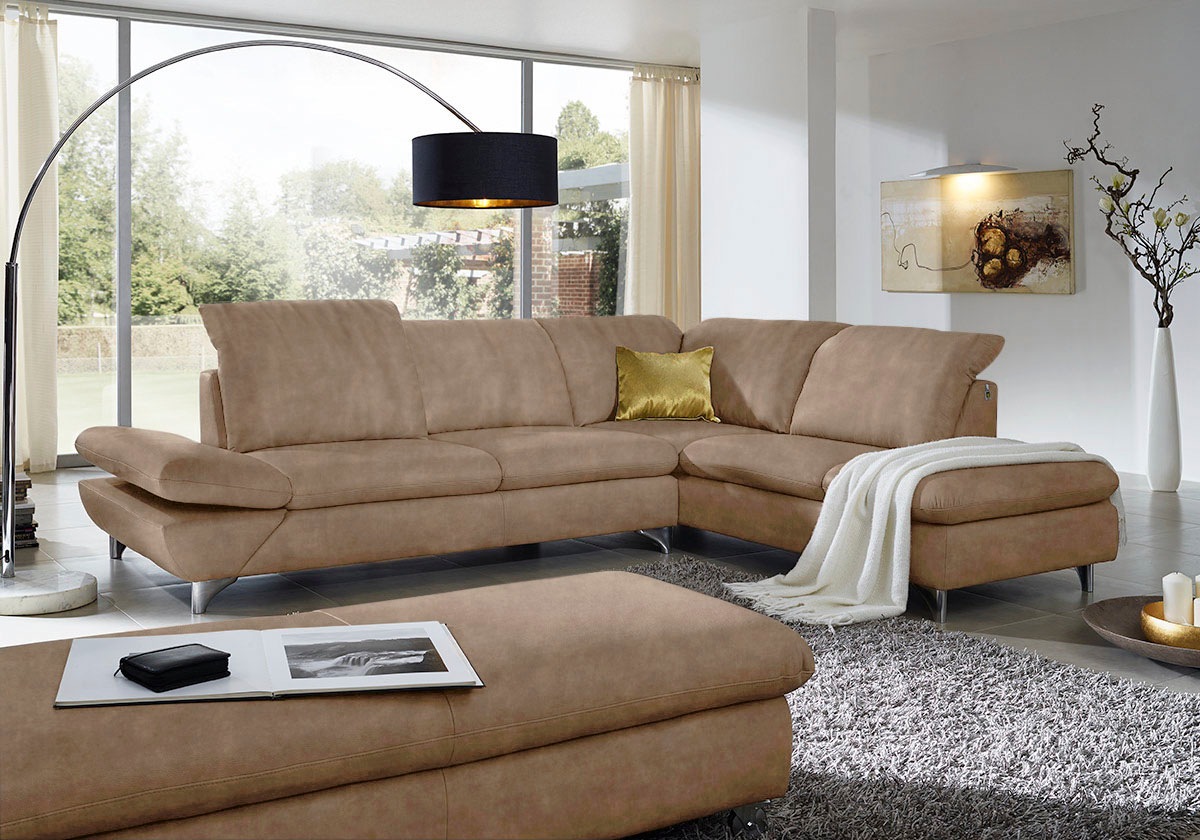 W.SCHILLIG Ecksofa "Taoo, elegant und zeitlos, bequem, L-Form, Breite 296cm" mit Sitziefenverstellung & Kopfteilverstellung