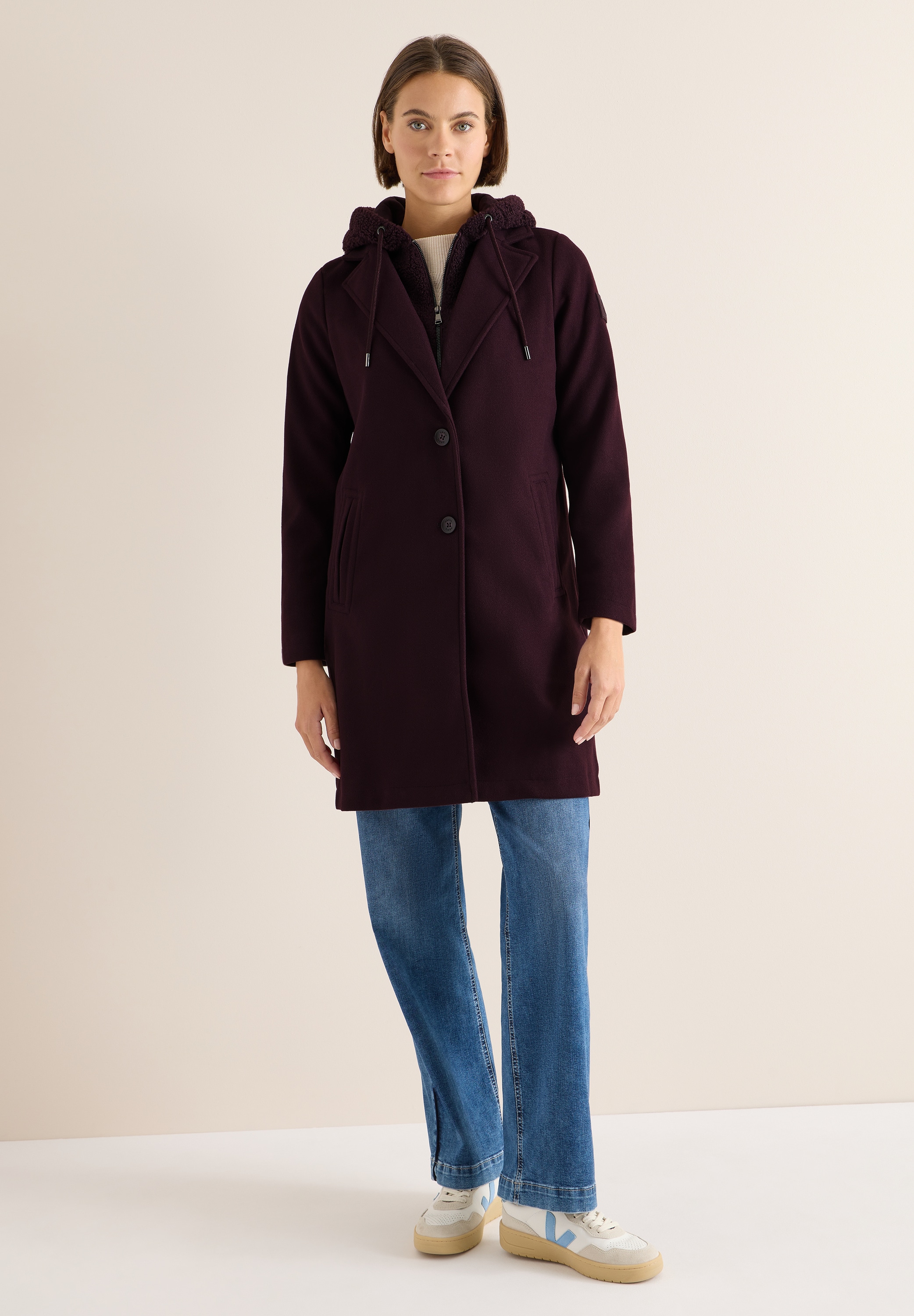 Cecil Fellimitatmantel mit Taschen-Detail