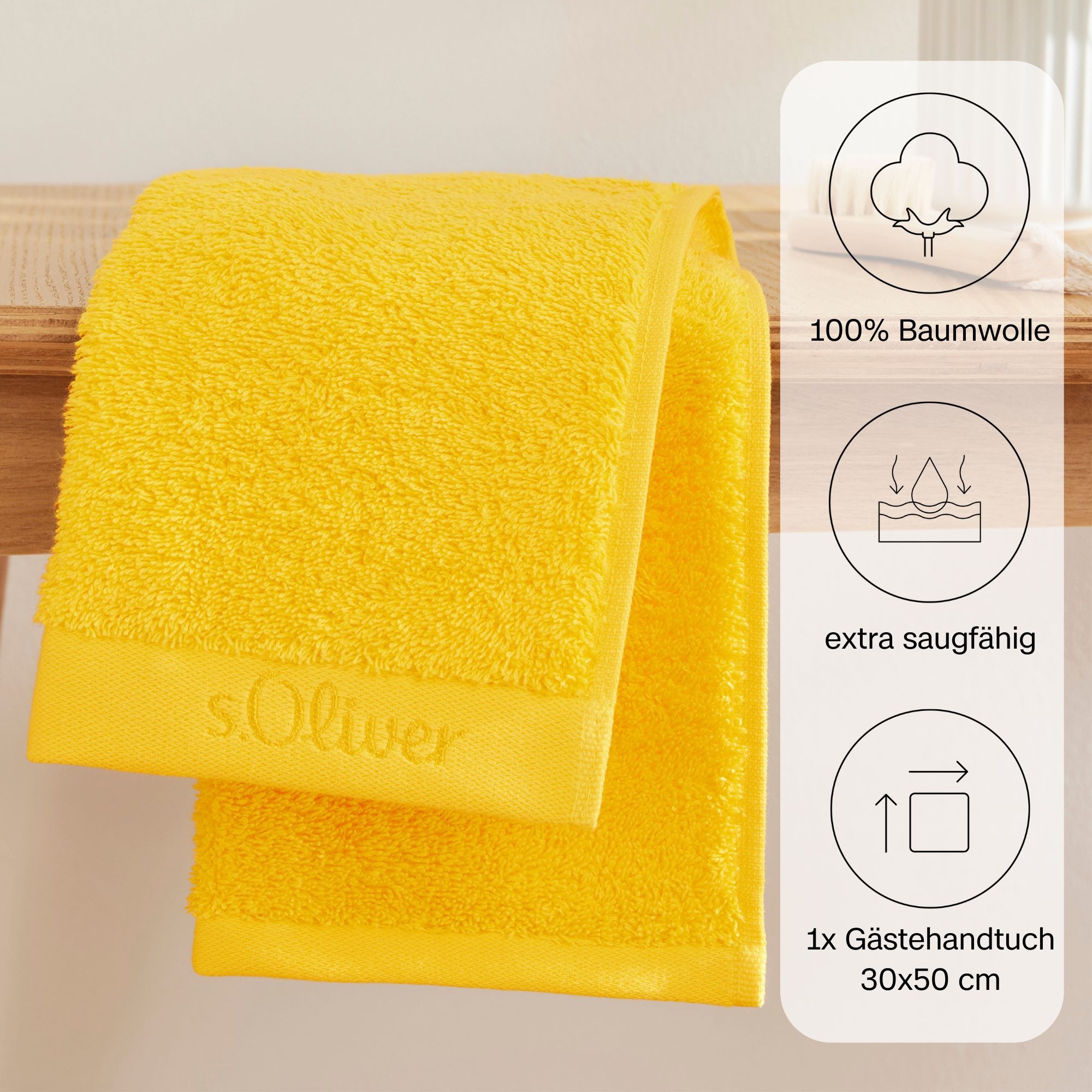 s.Oliver Gästehandtuch »s.Oliver, Premium Qualität, 600 gr/m², auch als Sets erhältlich«, (1 St., Gästehandtuch 30 x 50 cm), große Farbauswahl, auch als Duschtuch, Waschhandschuh, Handtuch