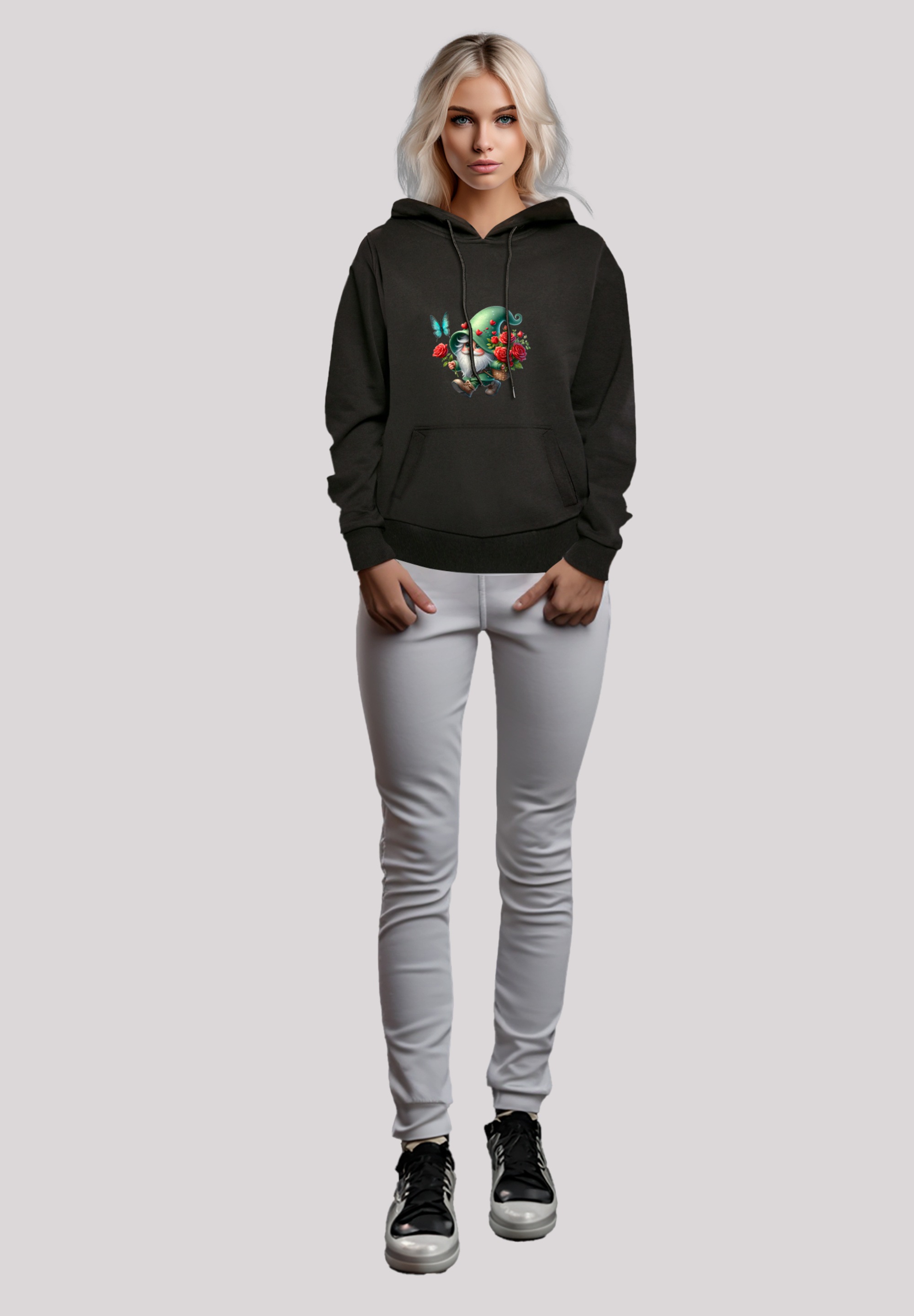 F4NT4STIC Kapuzenpullover »Gnom Frühling Blumen Schmetterling«, Premium Qualität