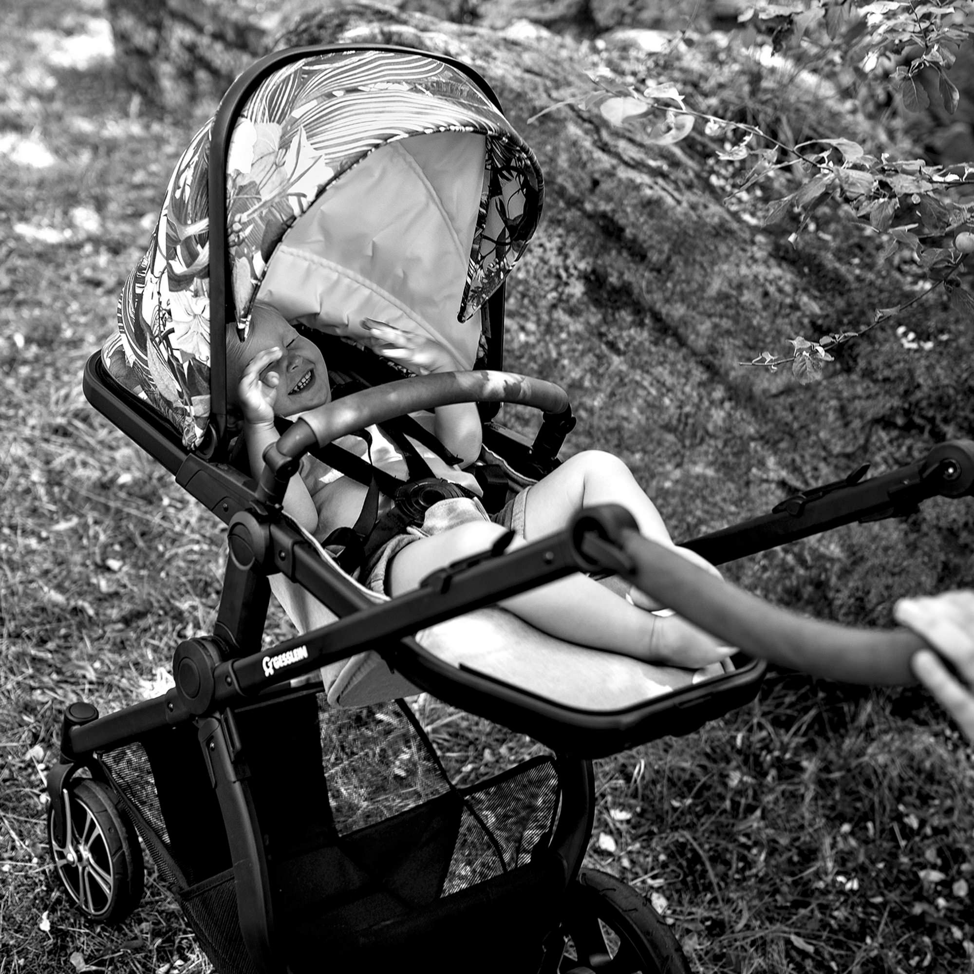 Gesslein Kombi-Kinderwagen »FX4 Soft+ mit Aufsatz Life, schwarz/tabak, farn«, mit Babywanne C3 und Babyschalenadapter