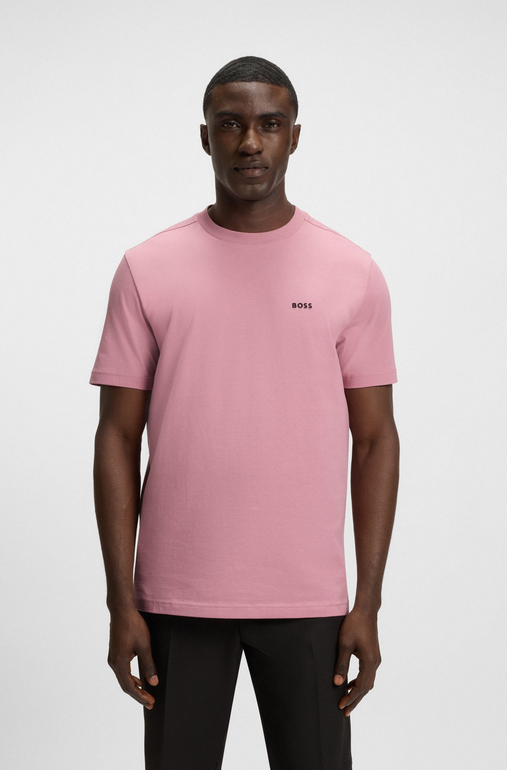 BOSS GREEN Rundhalsshirt "Tee", mit gummiertem Kontrast-Logo günstig online kaufen