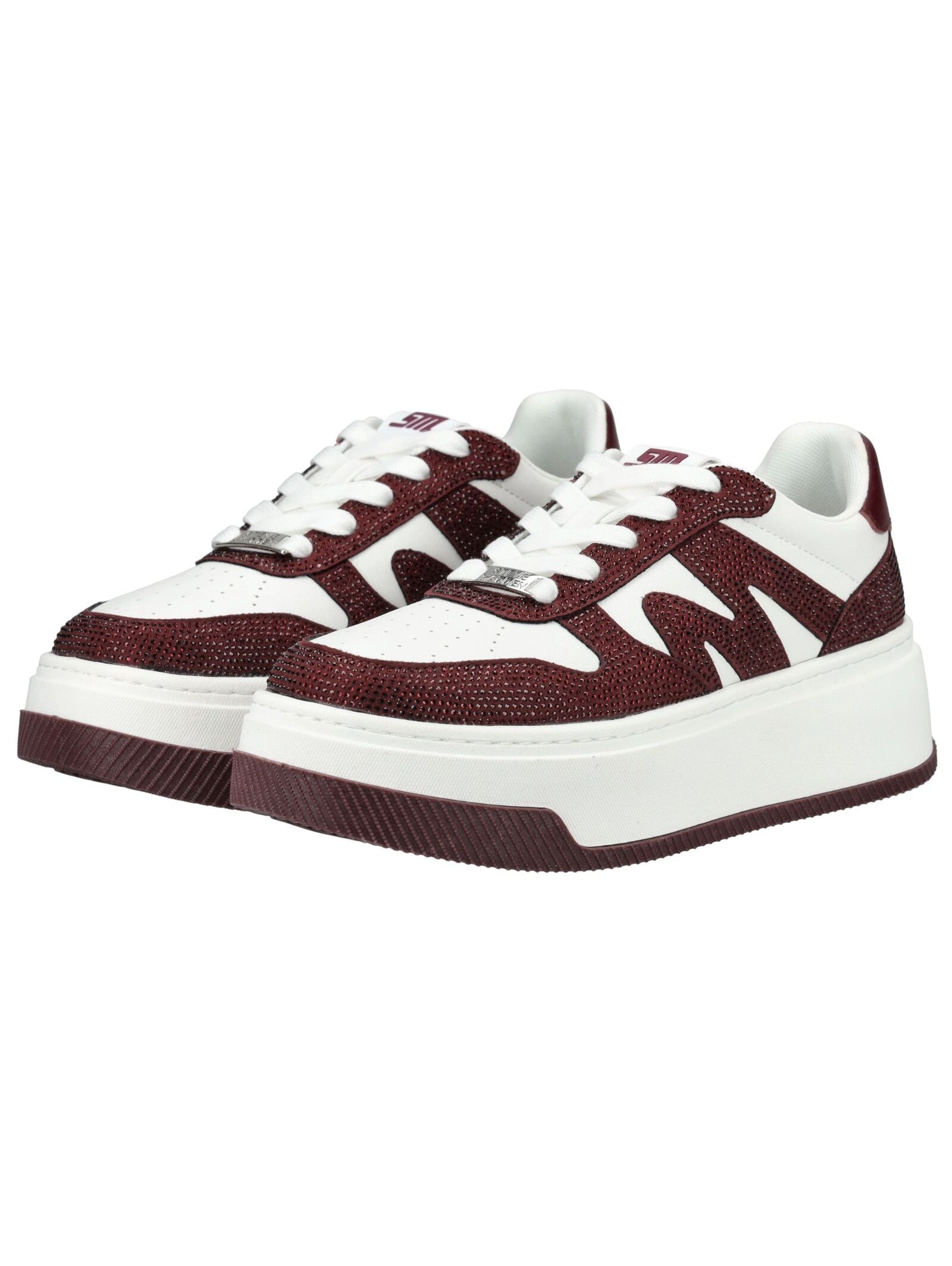 Plateausneaker STEVE MADDEN "STEVE MADDEN Sneaker Lederimitat/Textil", Damen, Gr. 39, weiß (weiß, rot), Lederimitat, Textil, Schuhe Plateausneaker 3