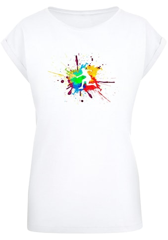 T-Shirt »Merchcode Damen Ladies Color Splash Player Extended Shoulder Tee«, (1 tlg.)