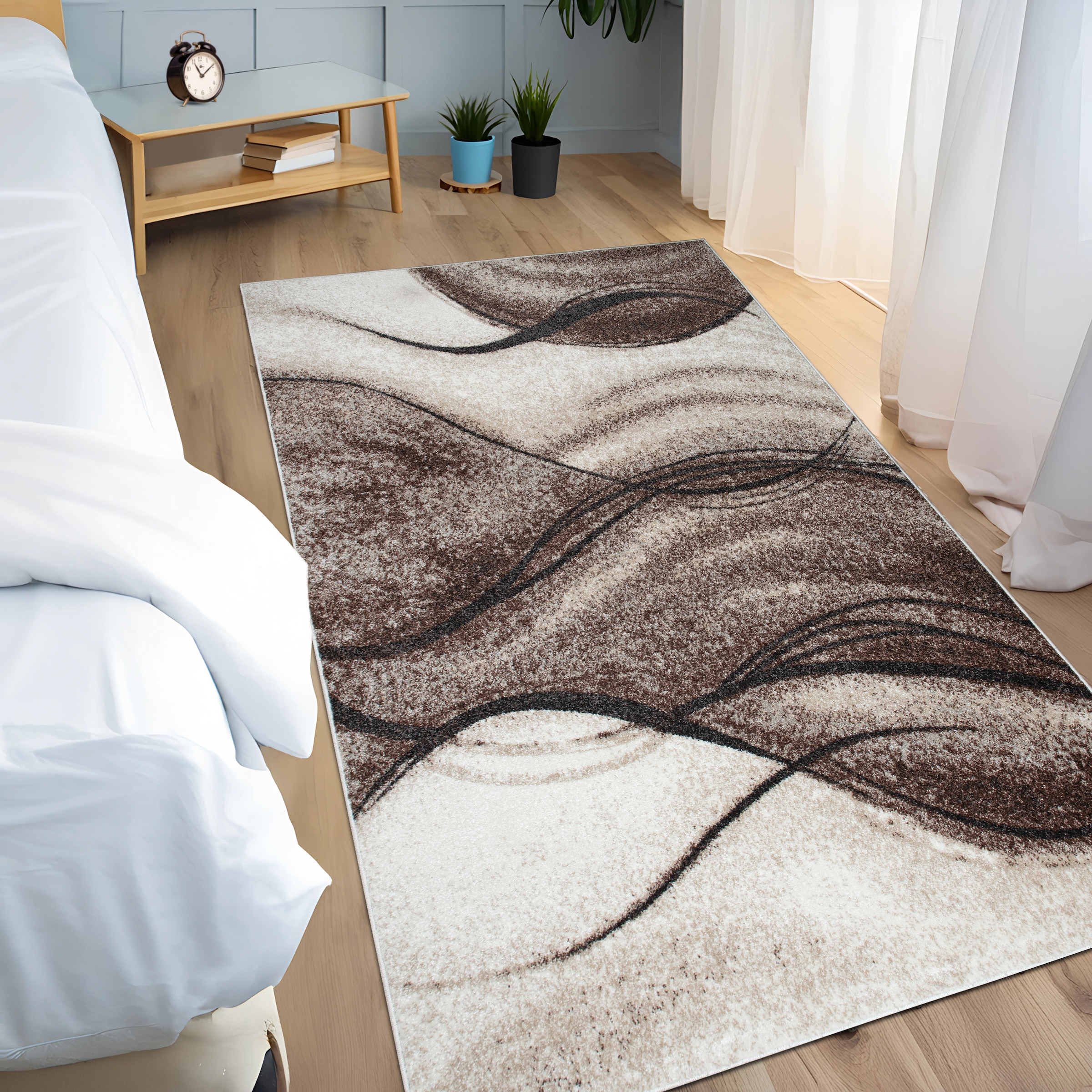 my home Teppich »Tritom«, rechteckig, 9 mm Höhe, mit besonders weichem Flor, Kurzflor, modernes Wellen Muster