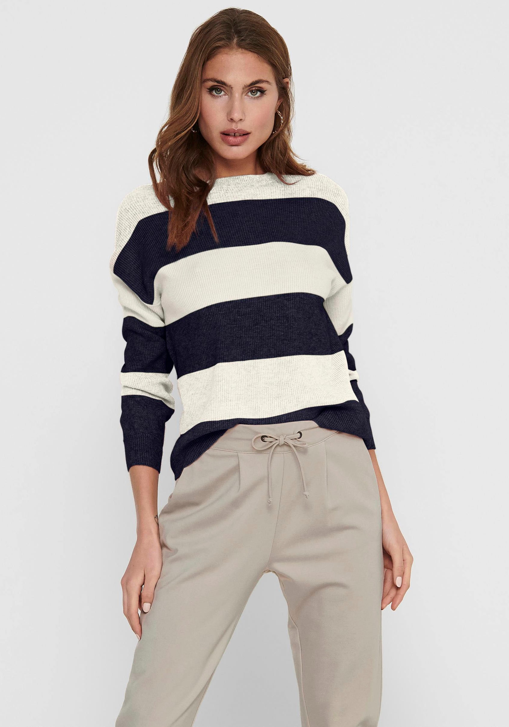 ONLY Strickpullover "ONLATIA L/S STRIPE PULLOVER KNT NOOS" mit Colorblock D günstig online kaufen
