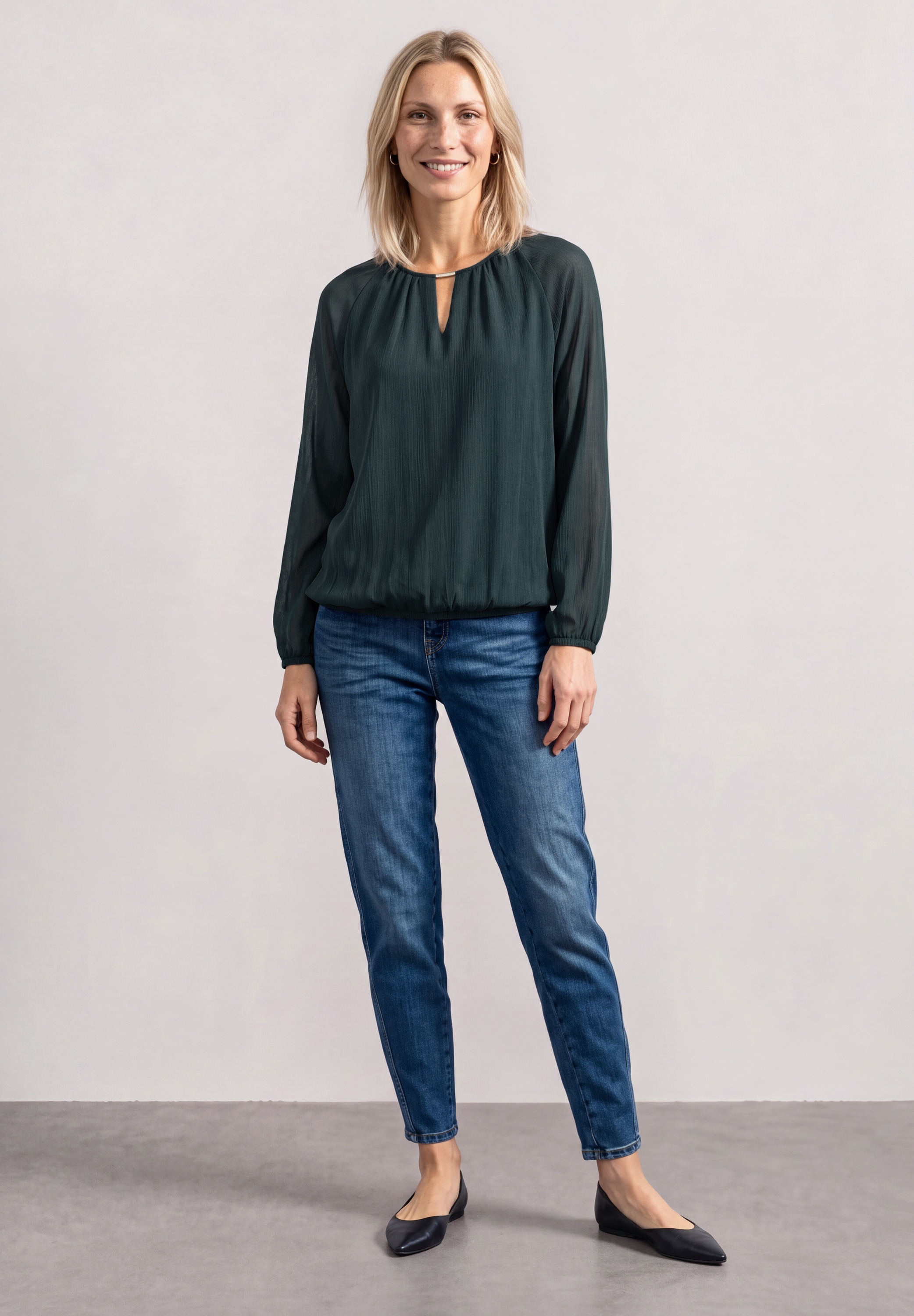 STREET ONE Langarmbluse mit Chiffon-Layer