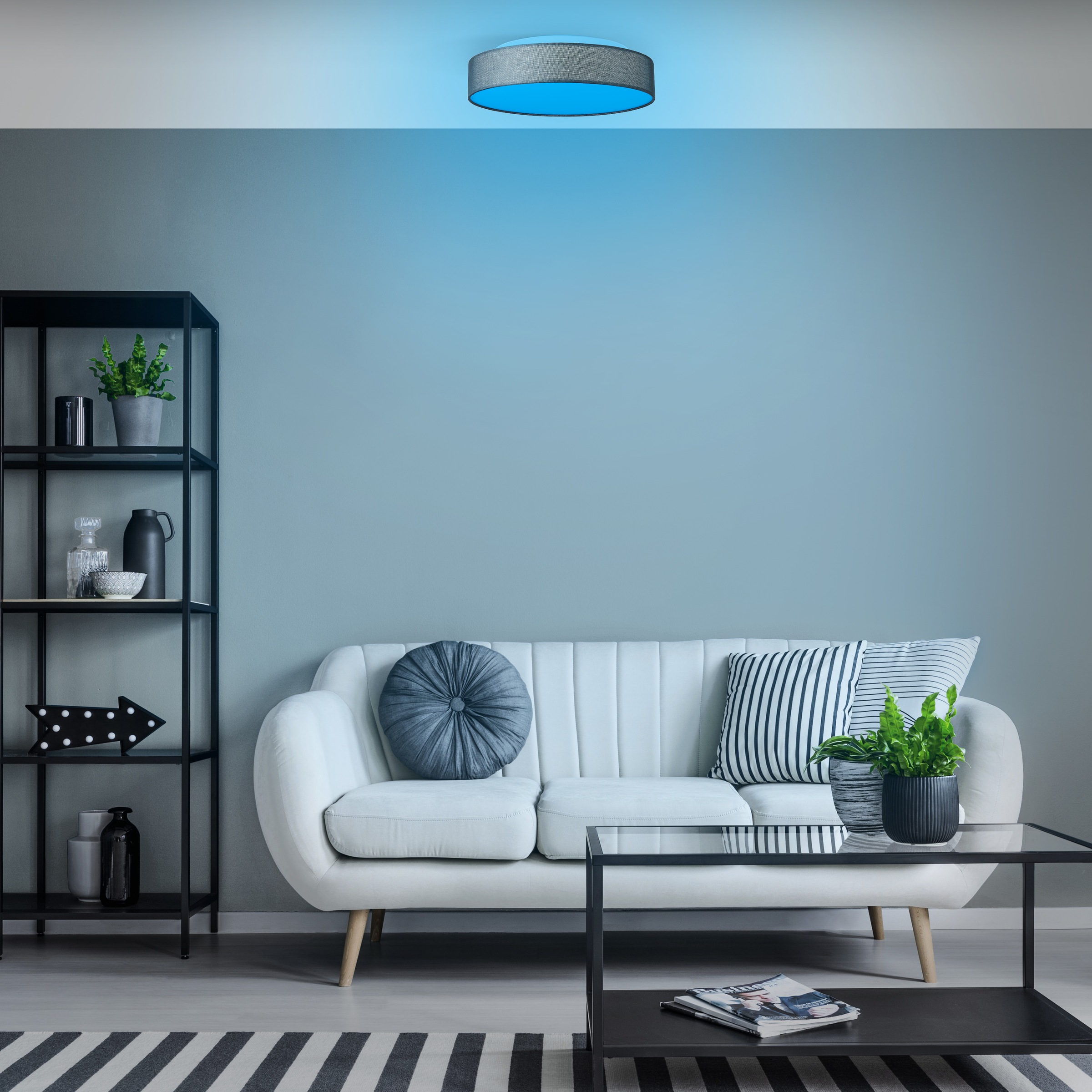 Brilliant Deckenleuchte »Penley«, 1 flammig, Smart Home LED mit Textilschirm - Ø 47cm - dimmbar - RGB Farbwechsel