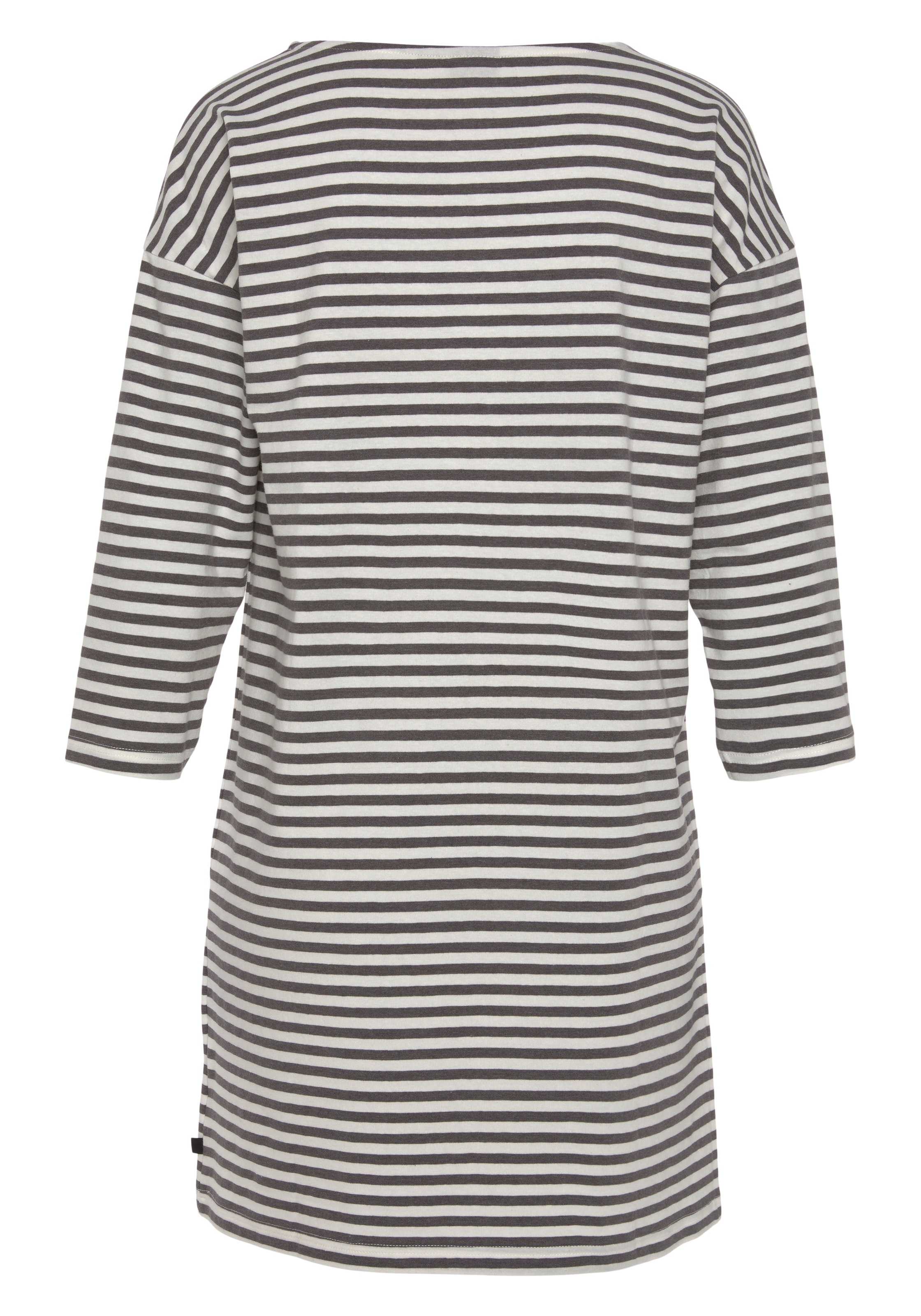 Nachthemd H.I.S, Damen, Gr. 44/46, N-Gr, grau (anthrazit), Single Jersey, Obermaterial: 64% Baumwolle, 31% Polyester, 5% Elasthan, bestickt, gestreift, meliert, Basic, loose fit mini, Rundhals, Kleider Nachthemd, mit Logostickerei auf der Brust 2