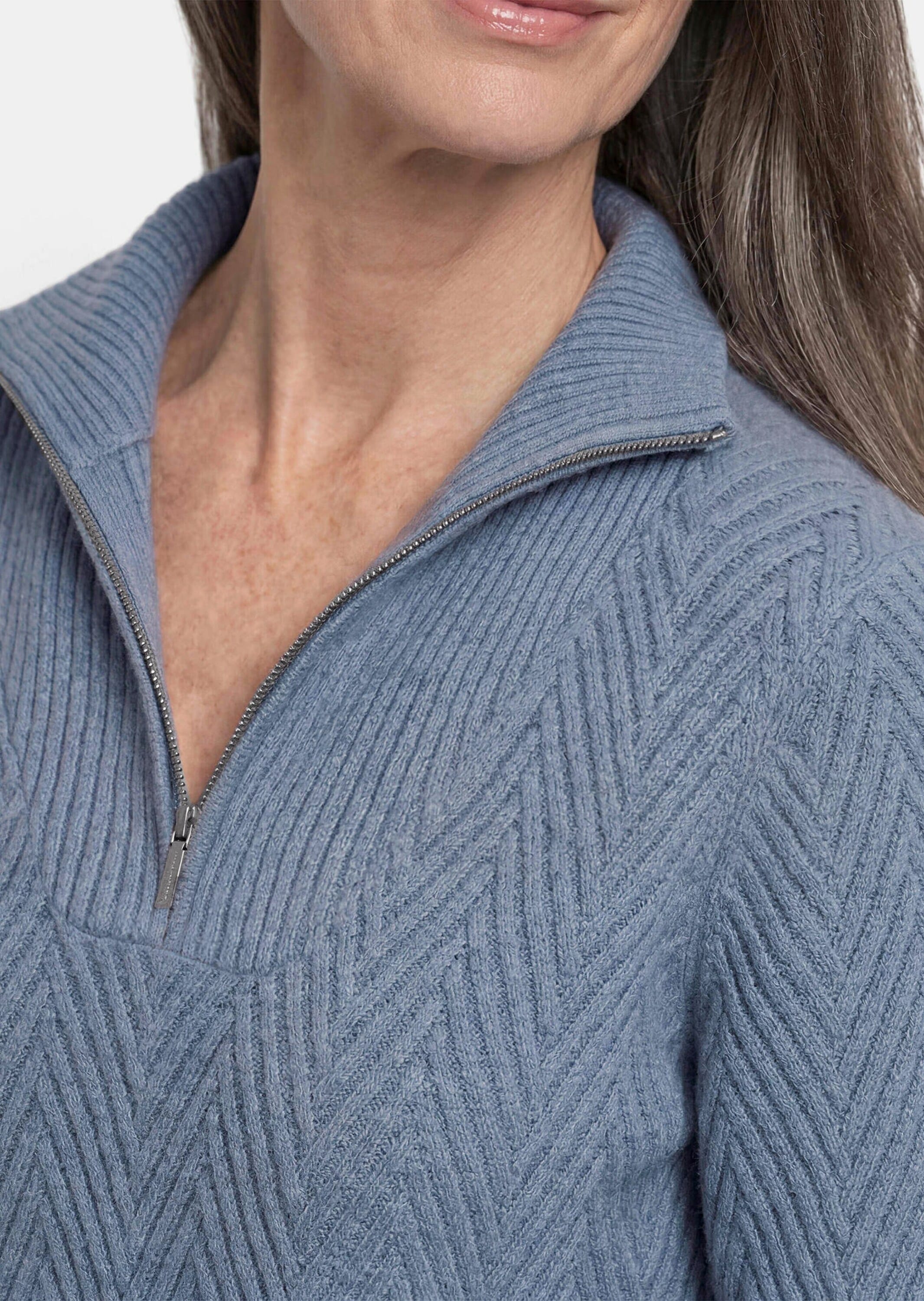 GOLDNER Strickpullover »Troyer-Pullover mit Reißverschluss« modischer Strukturstrick