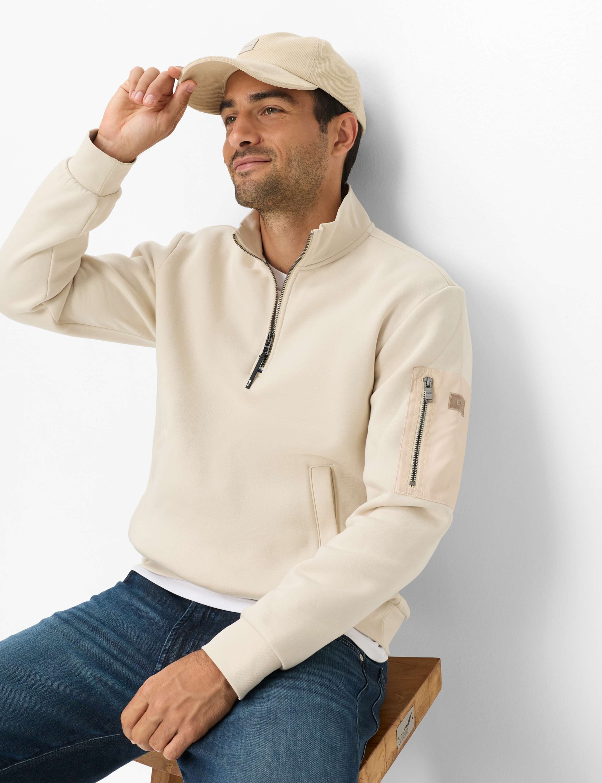 Brax Strickpullover »Style SION« Sweat: Troyer im Baumwollmix